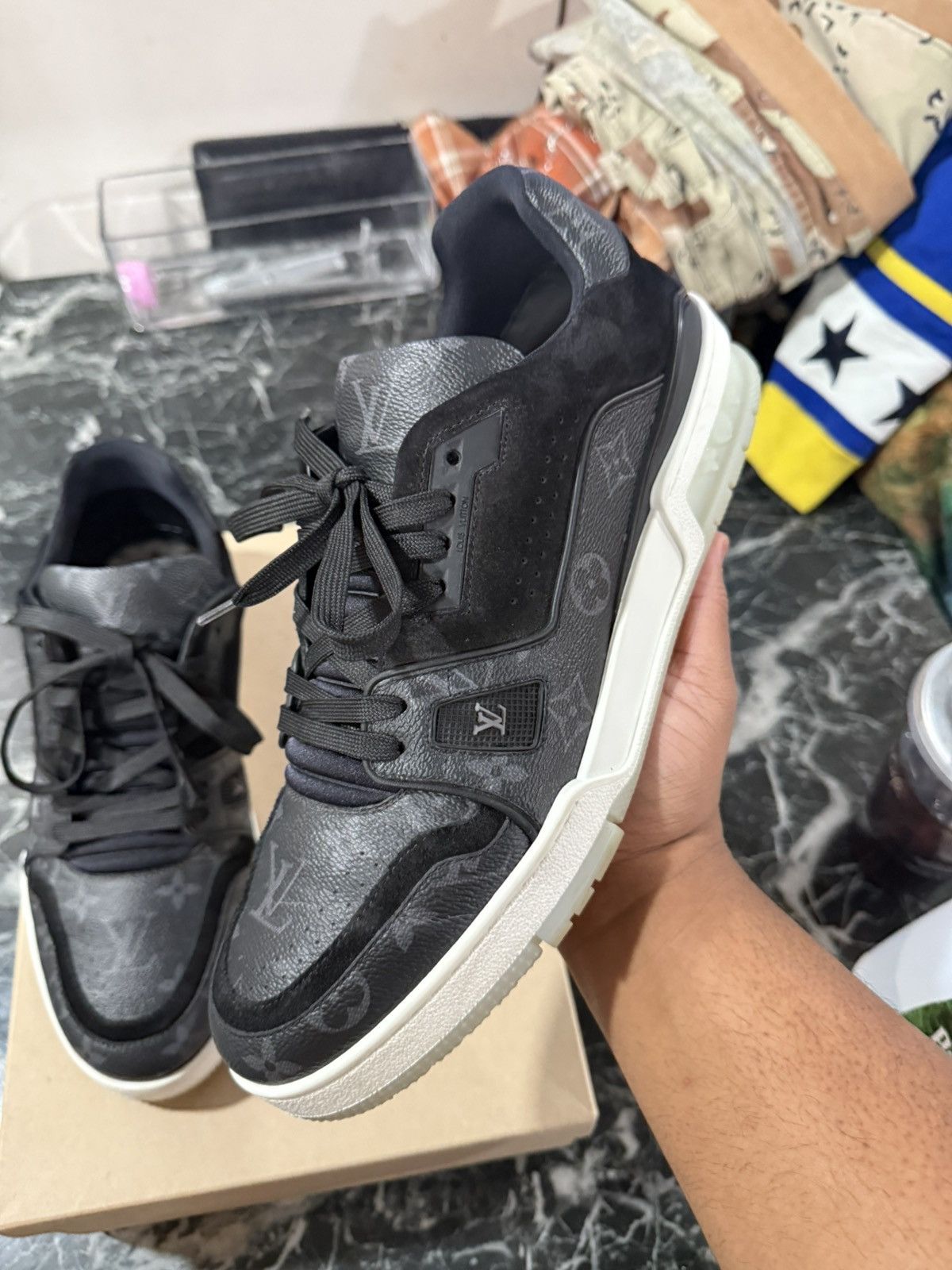 Louis Vuitton Louis Vuitton LV Trainer Eclipse Black Monogram Size 10 LV Size US 11.5 / EU 44-45 - 3 Thumbnail