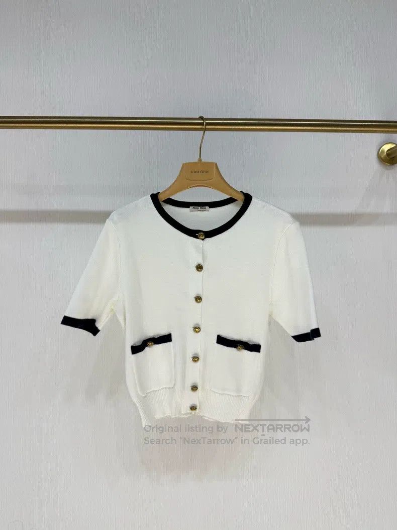 Miu Miu Miu Miu 36 Cardigan short-sleeved shirt Size S / US 4 / IT 40 - 1 Thumbnail