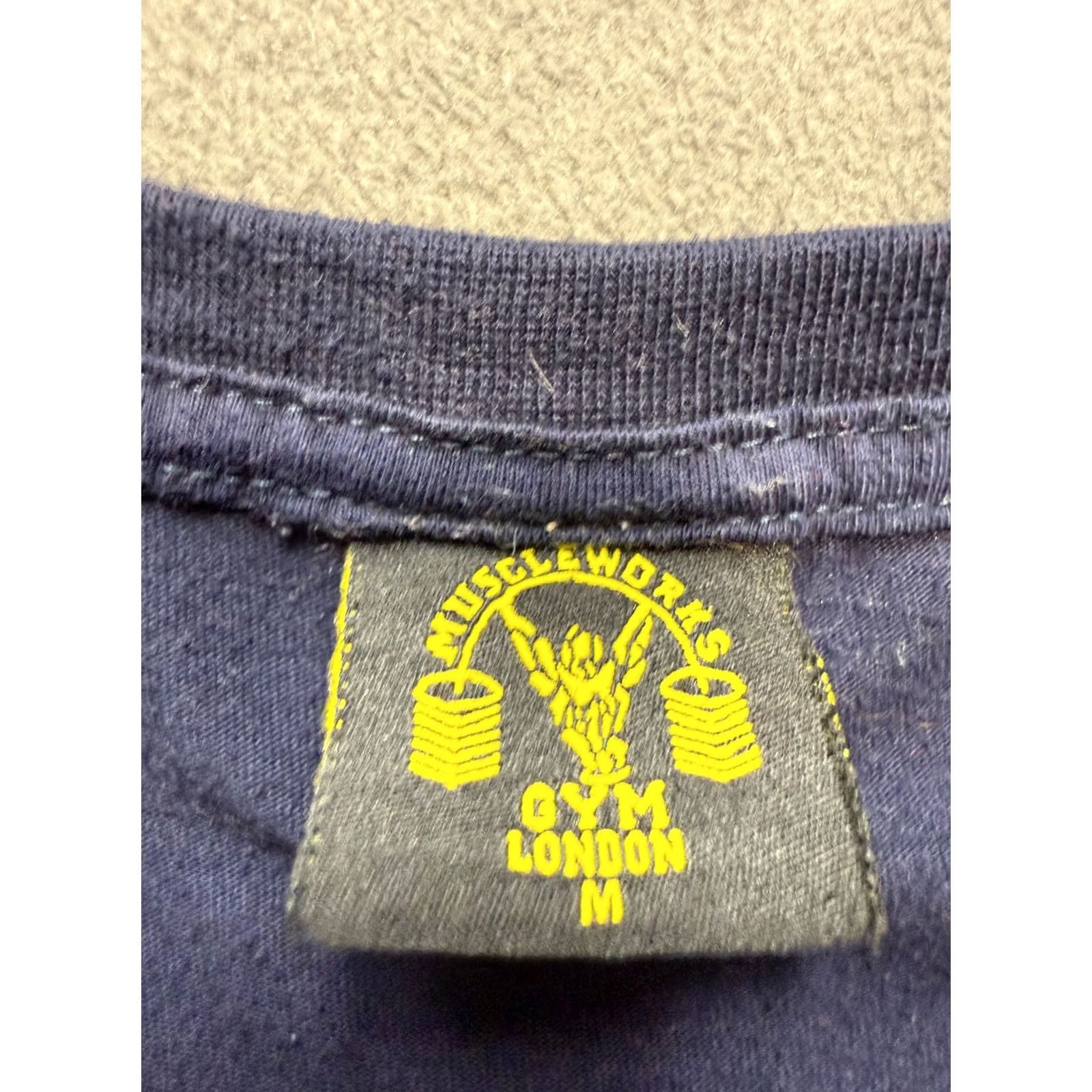 Vintage Vintage Musle Works Gym London blue shirt mens size m Size US M / EU 48-50 / 2 - 3 Thumbnail