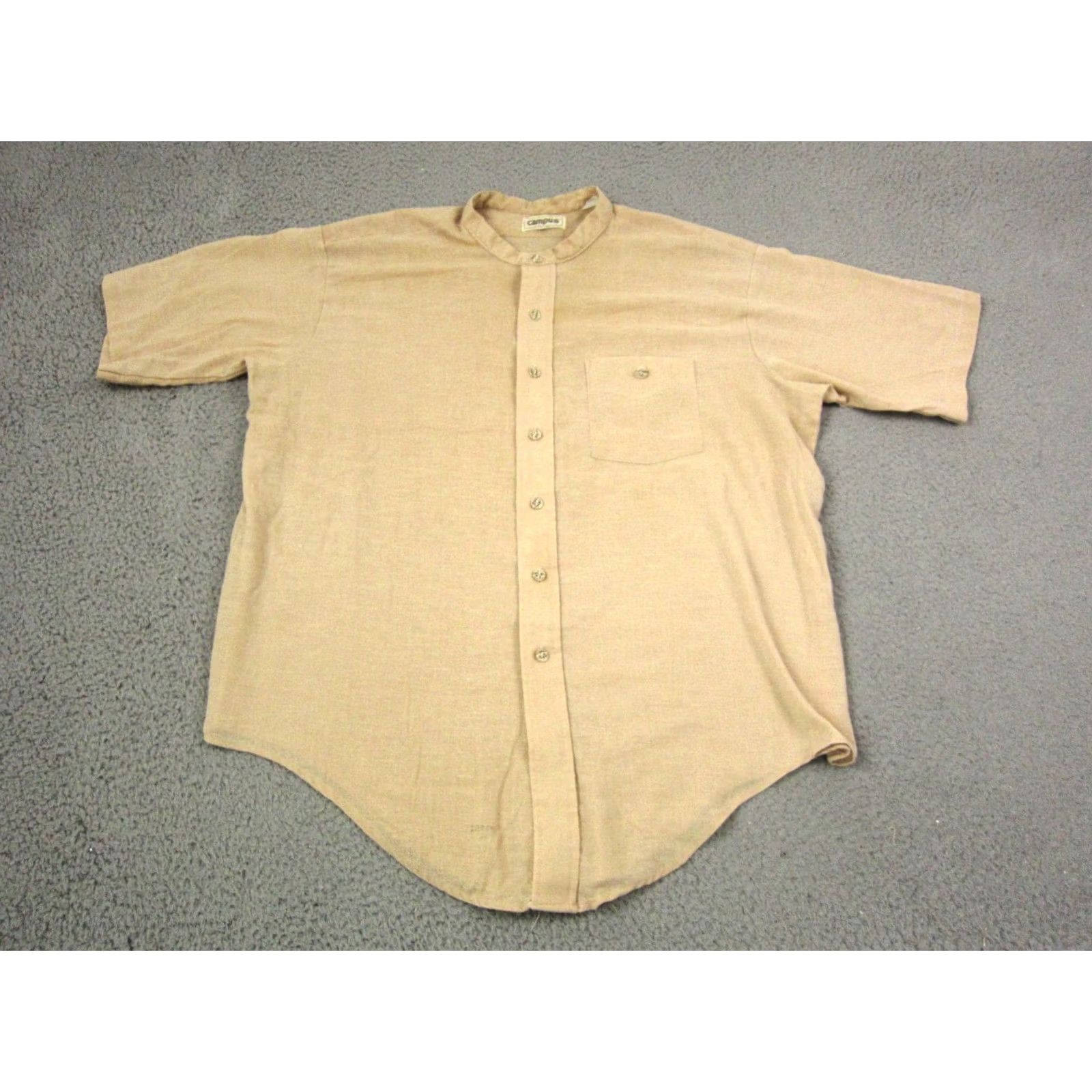 Vintage VINTAGE Campus Shirt Mens XL Brown 60s 70s Band Button-Up Short Sleeve Collared Cotton Polyester Made in USA Size US XL / EU 56 / 4 - 2 Thumbnail