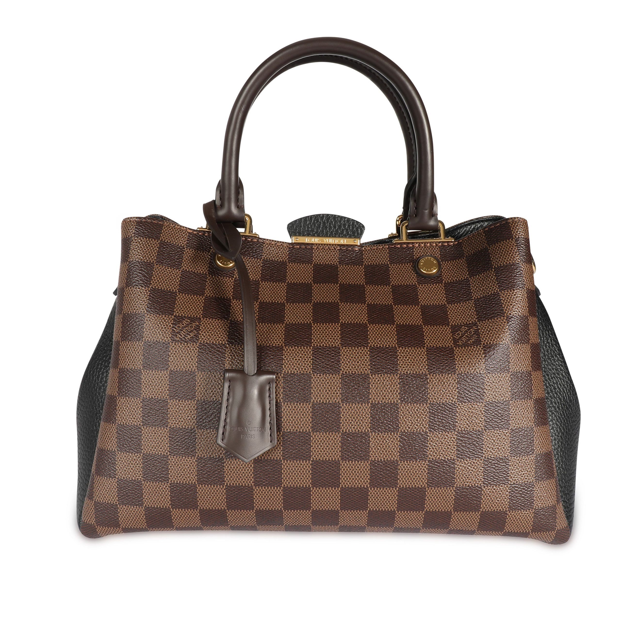 image of Louis Vuitton Damier Ebene & Black Taurillon Leather Brittany Bag in Brown, Women's