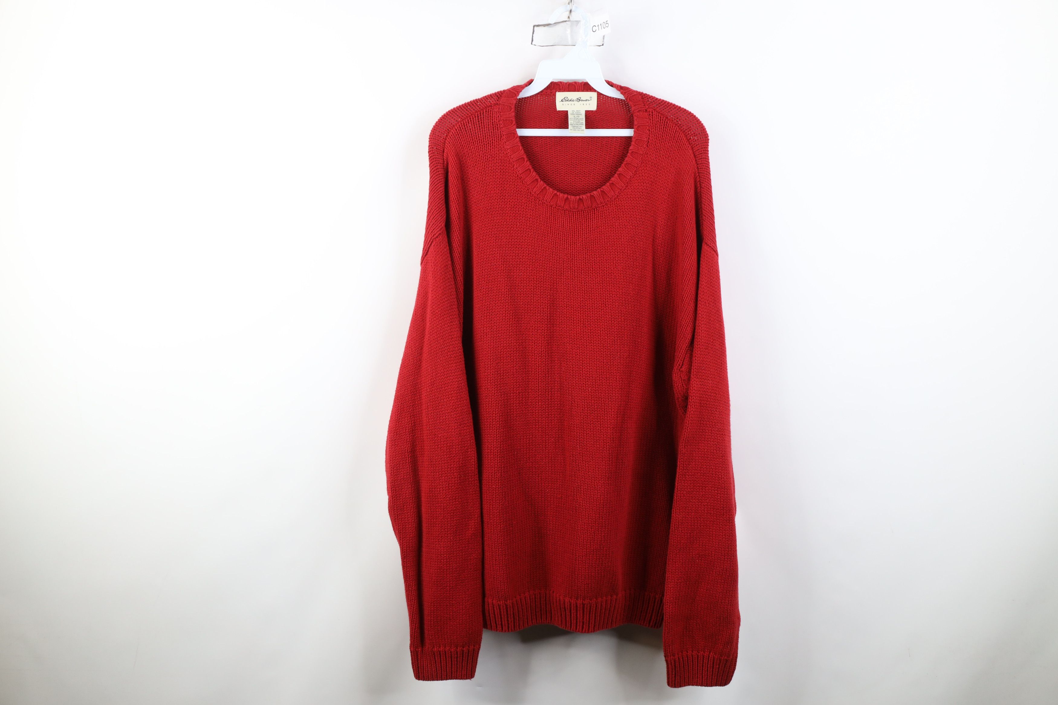 Eddie Bauer Vintage 90s Eddie Bauer Cotton Knit Crewneck Sweater Red Size US L / EU 52-54 / 3 - 1 Thumbnail