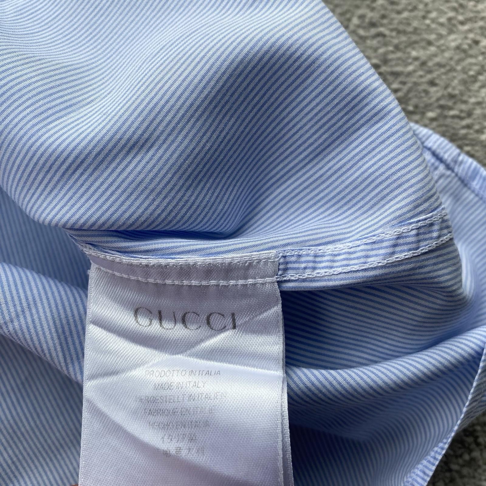 Gucci Gucci Embroidered Logo Pinstripe Button Up Shirt 40/15.75 Size US M / EU 48-50 / 2 - 10 Thumbnail