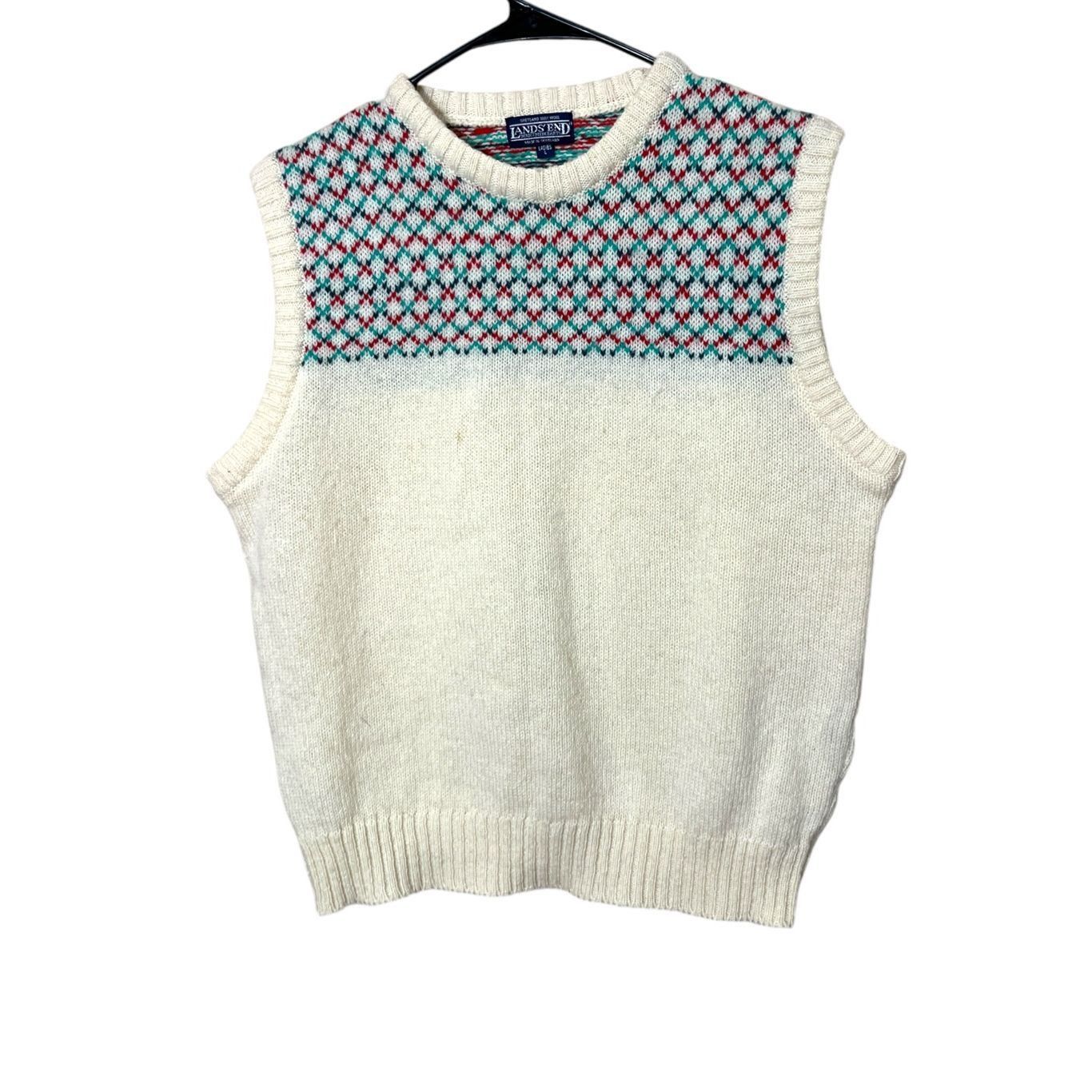 Lands' End Vintage Lands End 100% Wool Sweater Vest Size Large Size L / US 10 / IT 46 - 1 Thumbnail