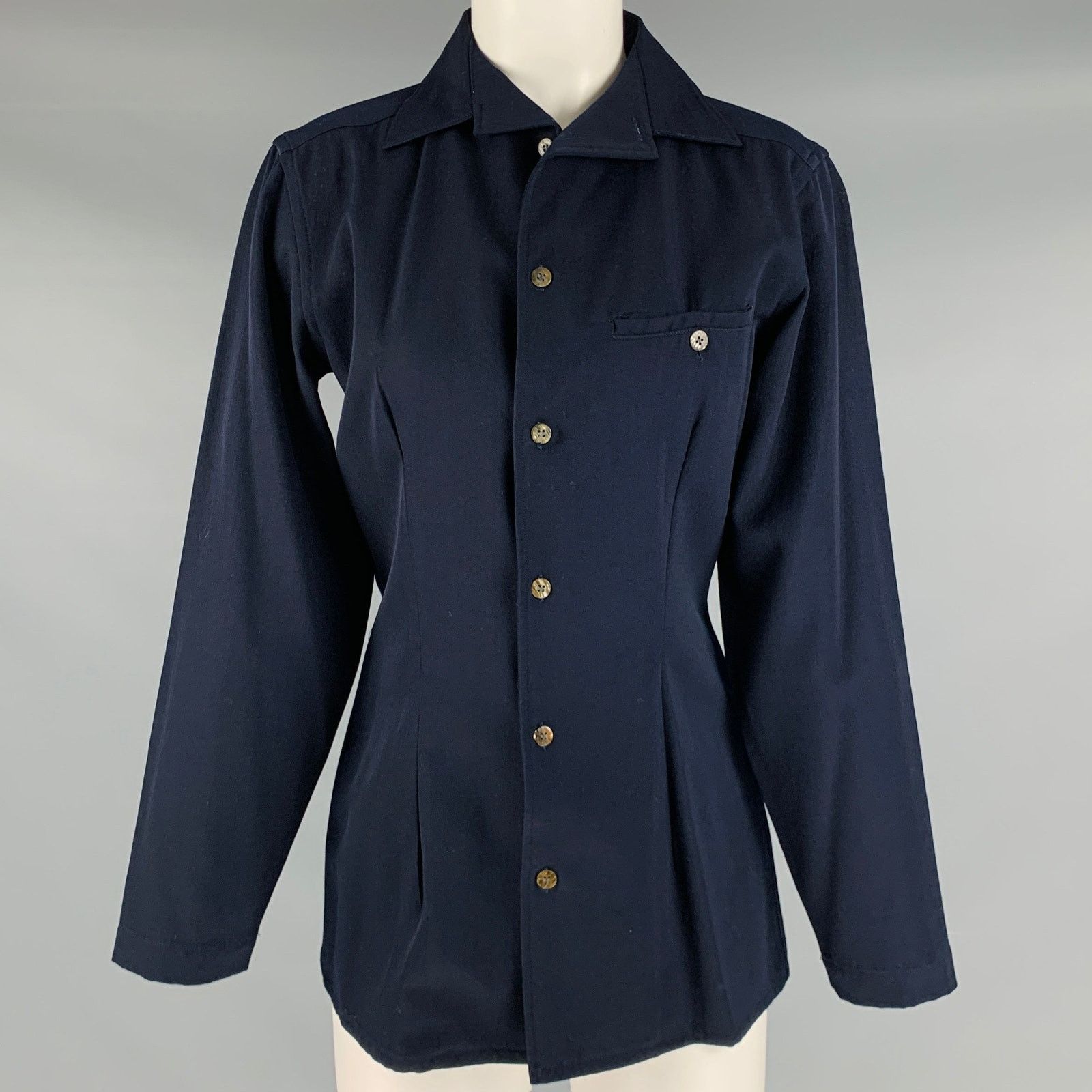 Comme des Garcons COMME des GARCONS Size S Navy Twill Buttoned Shirt Size S / US 4 / IT 40 - 1 Thumbnail