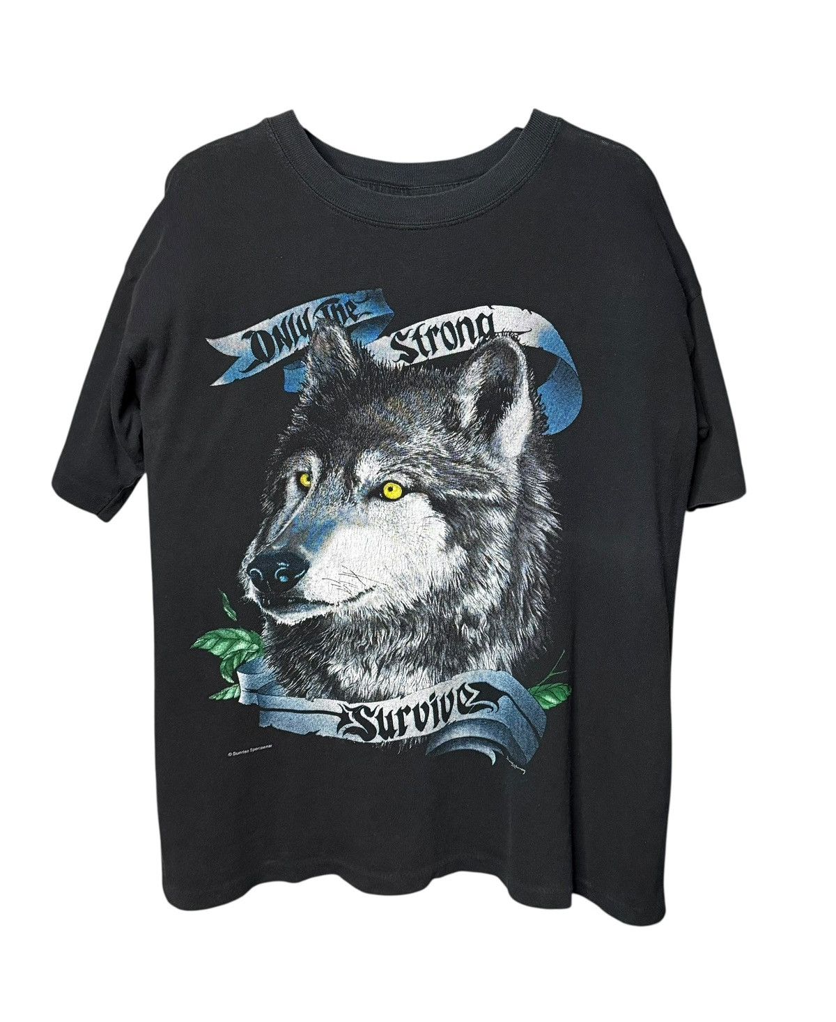 Vintage Vintage 1990s Only the Strong Survive Wolf T-Shirt, Size L! Size US L / EU 52-54 / 3 - 1 Thumbnail