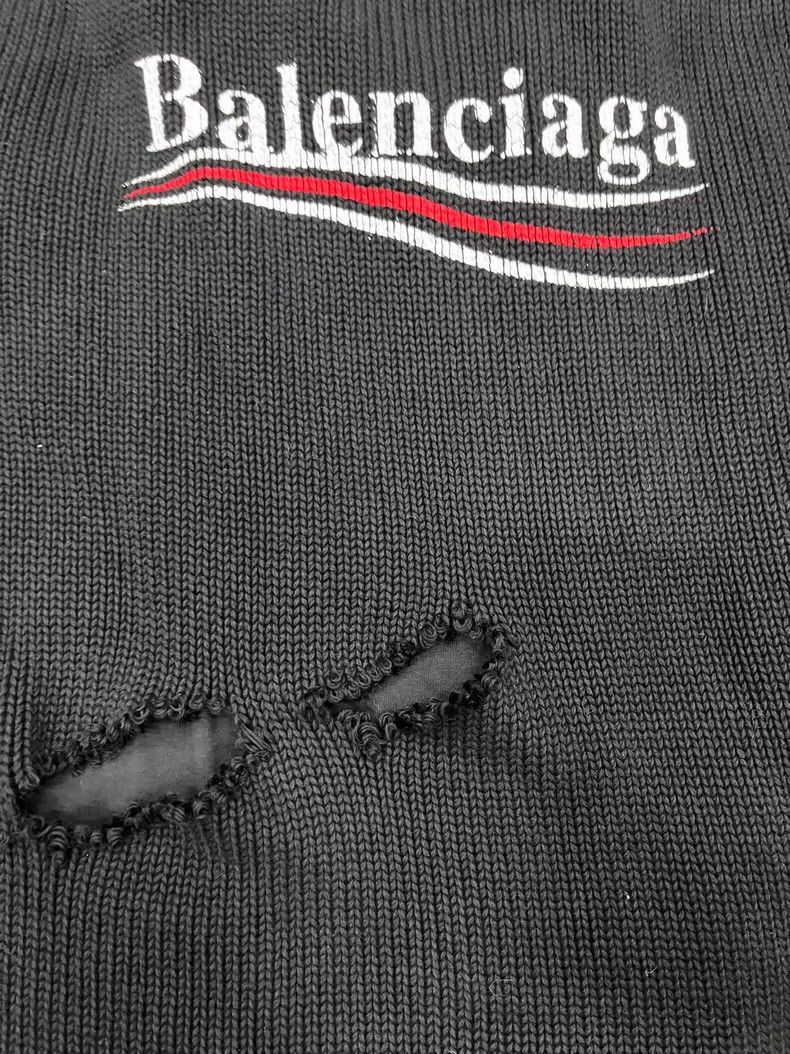 Balenciaga Balenciaga Classic Logo Letter Embroidered Ripped Hoodie Size US XS / EU 42 / 0 - 3 Thumbnail