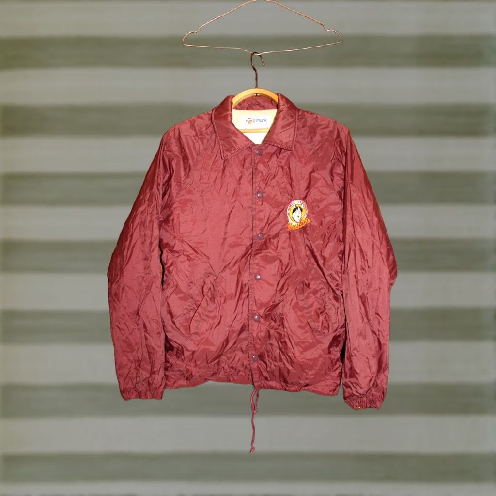 Primark VINTAGE Trimak Bomber Jacket Men M Cherry 1980s North Hastings Huskies Bomber Jacket Size US M / EU 48-50 / 2 - 1 Thumbnail