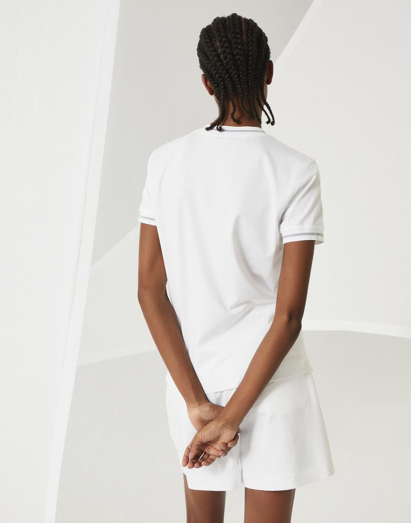 Brunello Cucinelli o1la1rc1a0326 Cotton Jersey T-Shirt in White Size M / US 6-8 / IT 42-44 - 2 Thumbnail