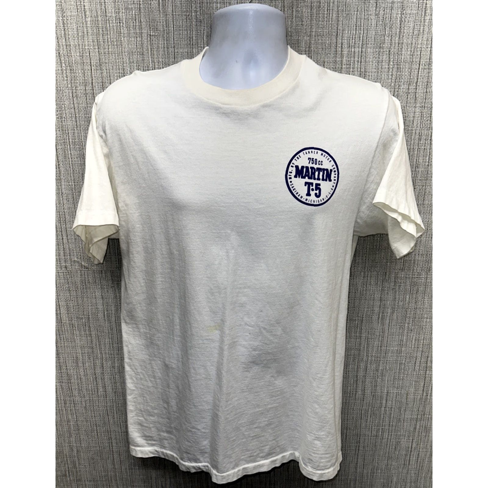 JCPenney VINTAGE Jcpenney T-Shirt Mens White 750cc Martin T5 Size L USA Made Short Sleeve Cotton Regular Size US L / EU 52-54 / 3 - 2 Thumbnail