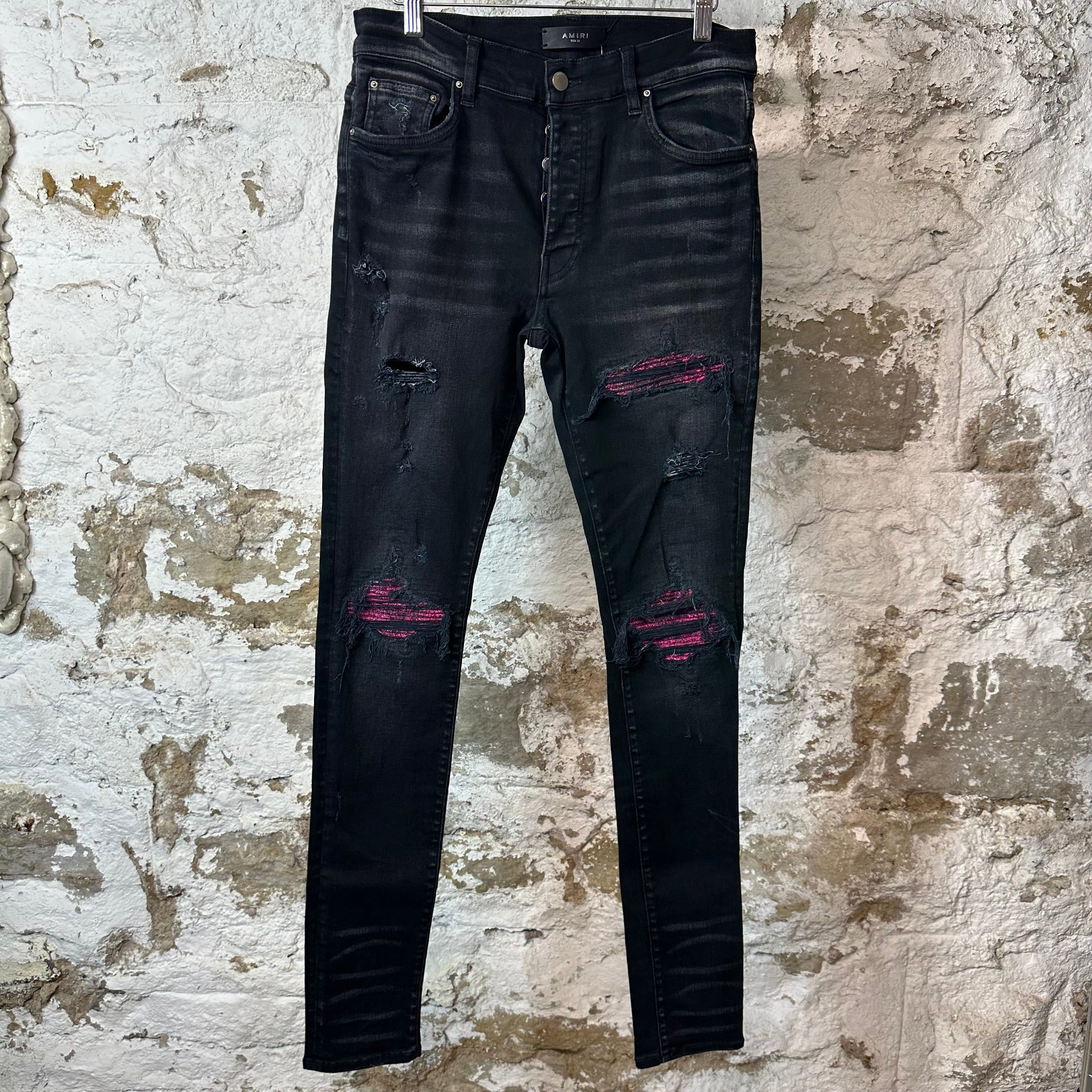 Amiri Amiri MX1 Light Blue Suede Black Denim Jeans Size 31 | Grailed
