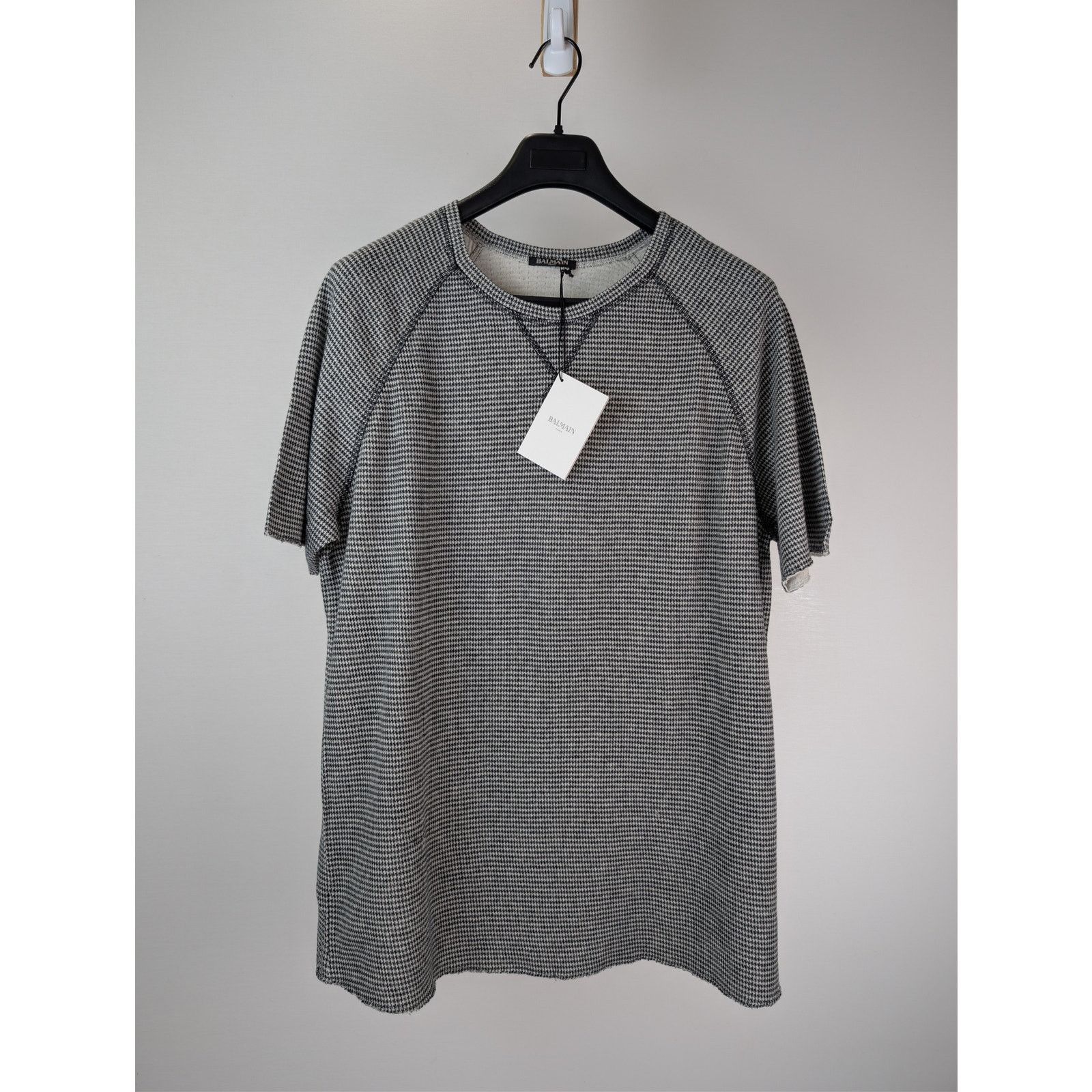 Balmain o1rshd1 Q.3 / Houndstooth Maglia Short Sleeve T-Shirt Grey Size US M / EU 48-50 / 2 - 1 Thumbnail