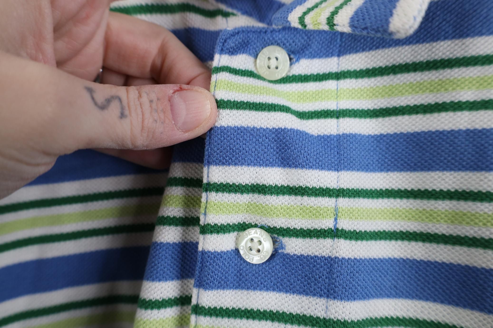 Polo Ralph Lauren Vintage 90s Ralph Lauren Box Logo Striped Knit Golf Polo Size US M / EU 48-50 / 2 - 7 Thumbnail