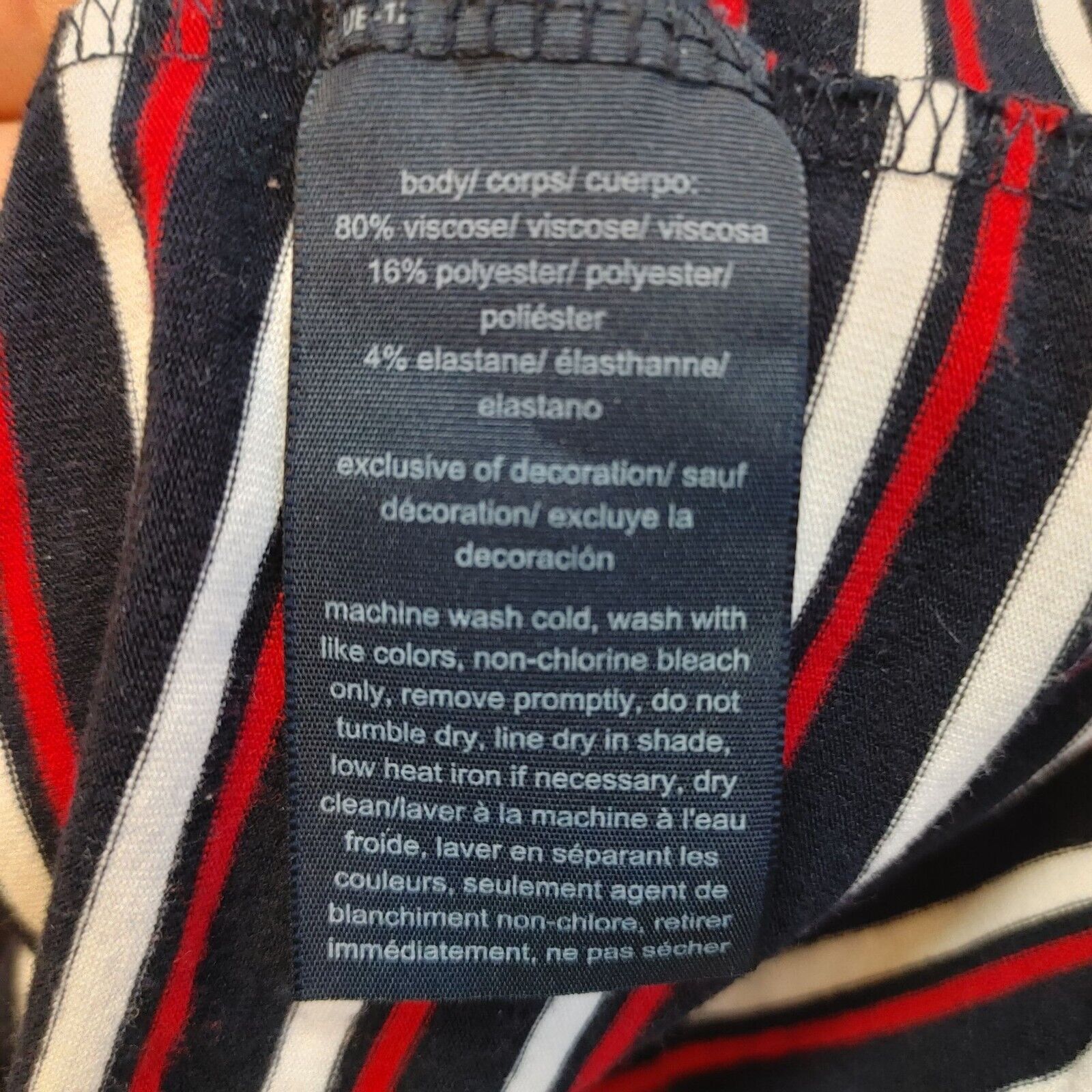 Tommy Hilfiger Tommy Hilfiger Women's 3/4 Sleeve Navy/Red Striped Top Large Size L / US 10 / IT 46 - 4 Thumbnail