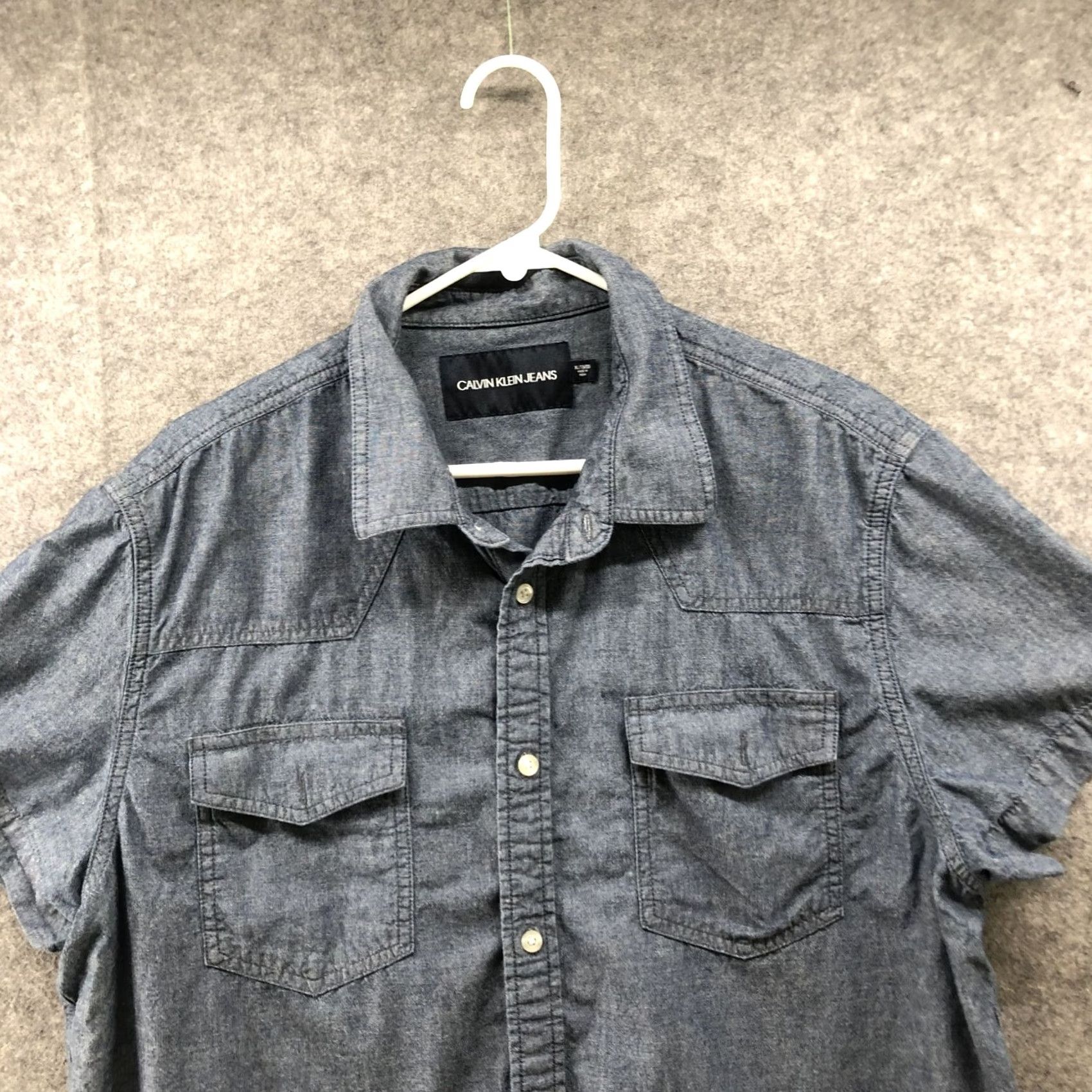 Calvin Klein Calvin Klein Utility Shirt Mens XL Blue Cotton Flap Pocket Button Up Western Size US XL / EU 56 / 4 - 3 Thumbnail