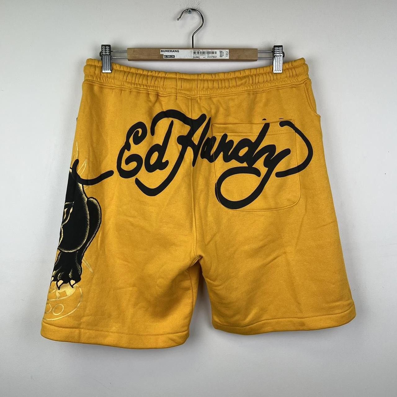 Ed Hardy NEW! Ed Hardy Men's Panther Graphic Lounge Shorts - Yellow Size US 32 / EU 48 - 2 Thumbnail