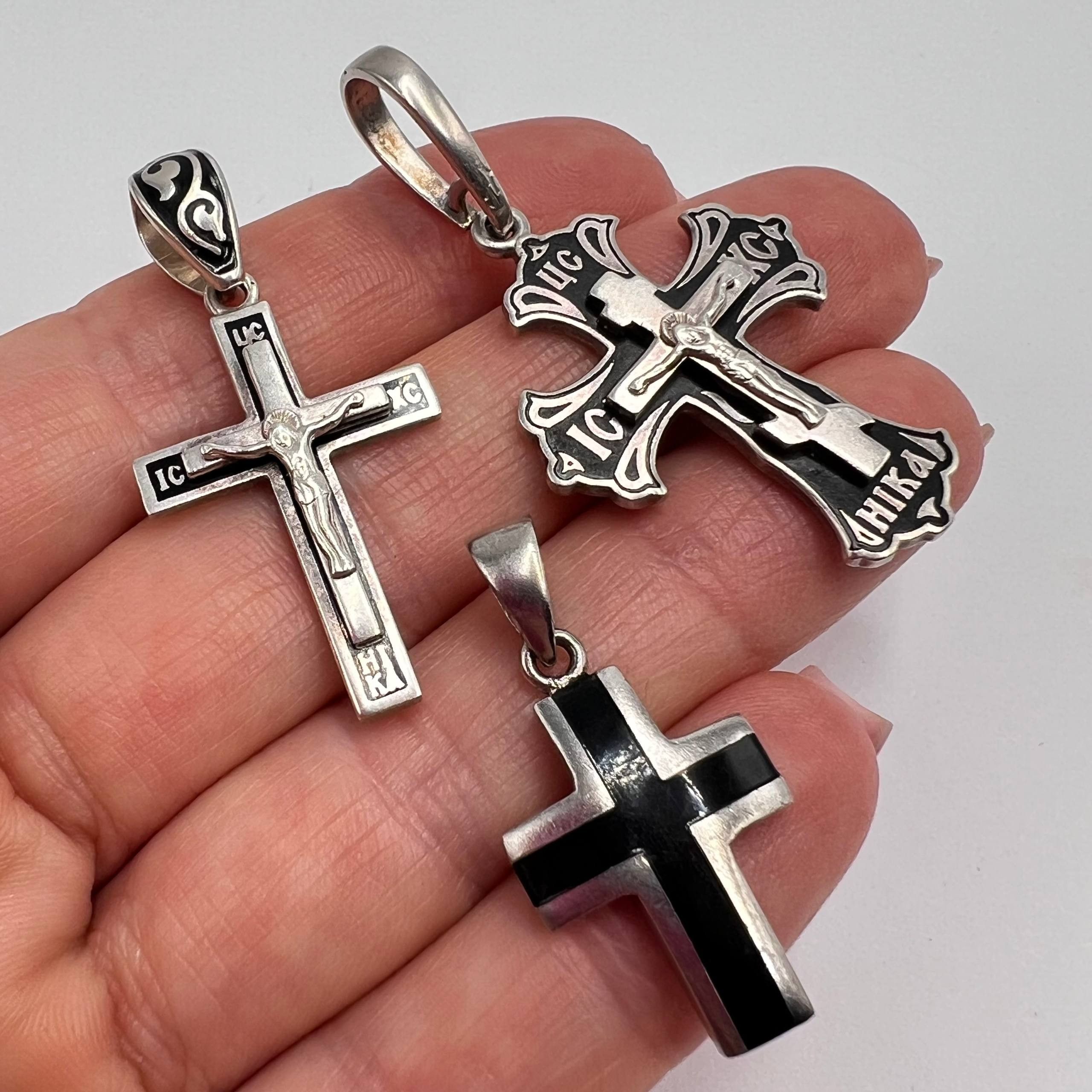 Sterling Silver Lot of 12 Sterling Silver 925 Christian Crosses 35 gr Size ONE SIZE - 5 Thumbnail