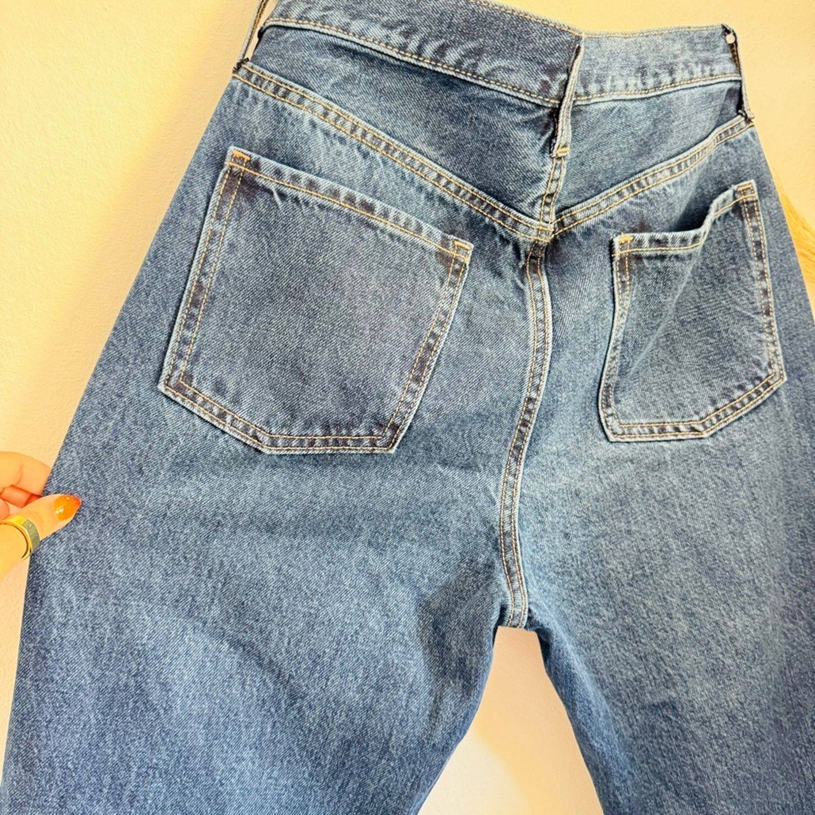 Old Navy OLD NAVY Blue High Rise Straight Leg Distressed Jeans 8 Size 30" / US 8 / IT 44 - 11 Thumbnail