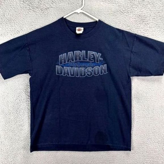 Harley Davidson VINTAGE Harley-Davidson T-Shirt Navy Graphic Print Tee Made In USA Mens XL Short Sleeve Crew Neck Cotton Apparel Shirts Men Size US XL / EU 56 / 4 - 2 Thumbnail