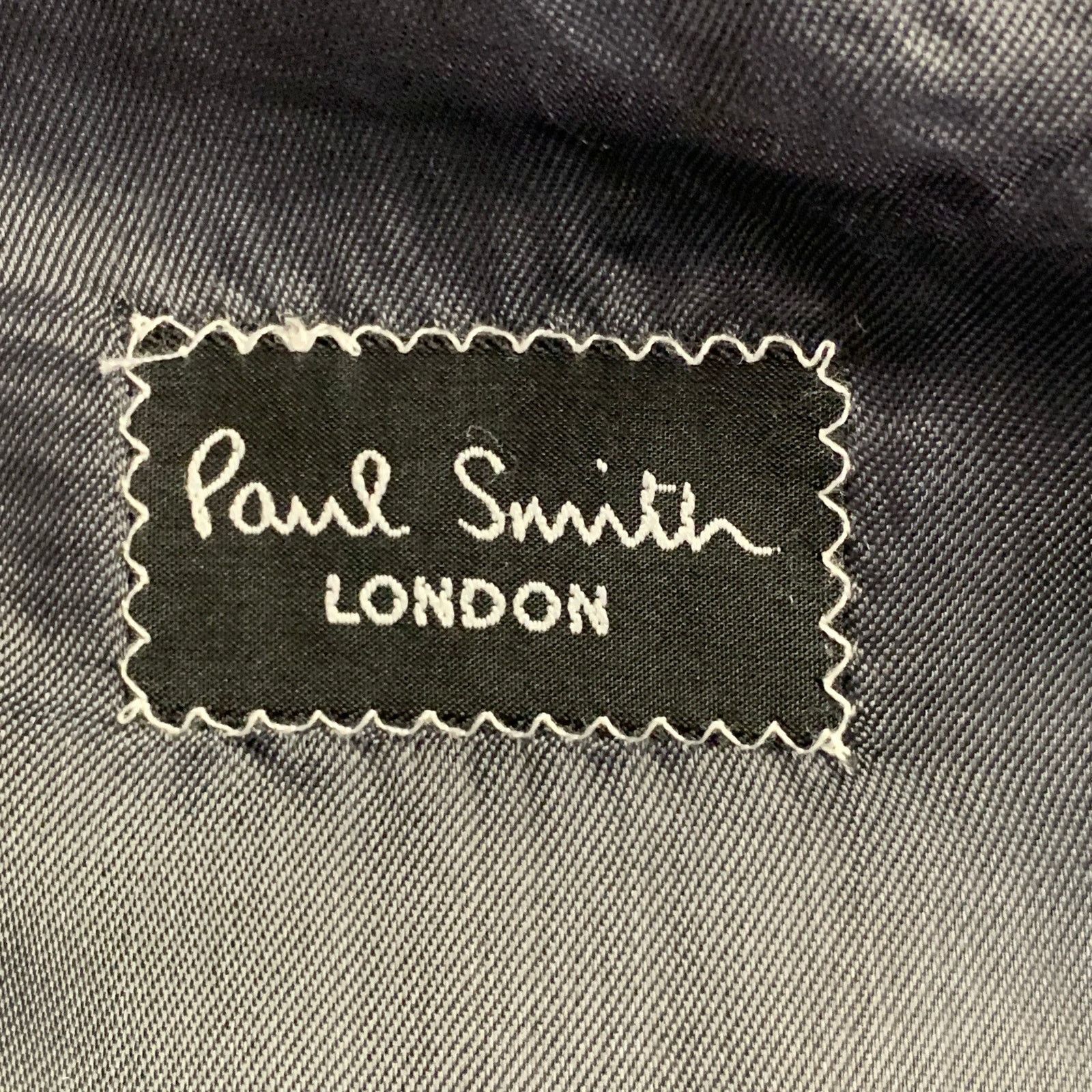 Paul Smith Westbourne Regular Grey Purple Pinstripe Wool Notch Lapel Size 46R - 8 Thumbnail
