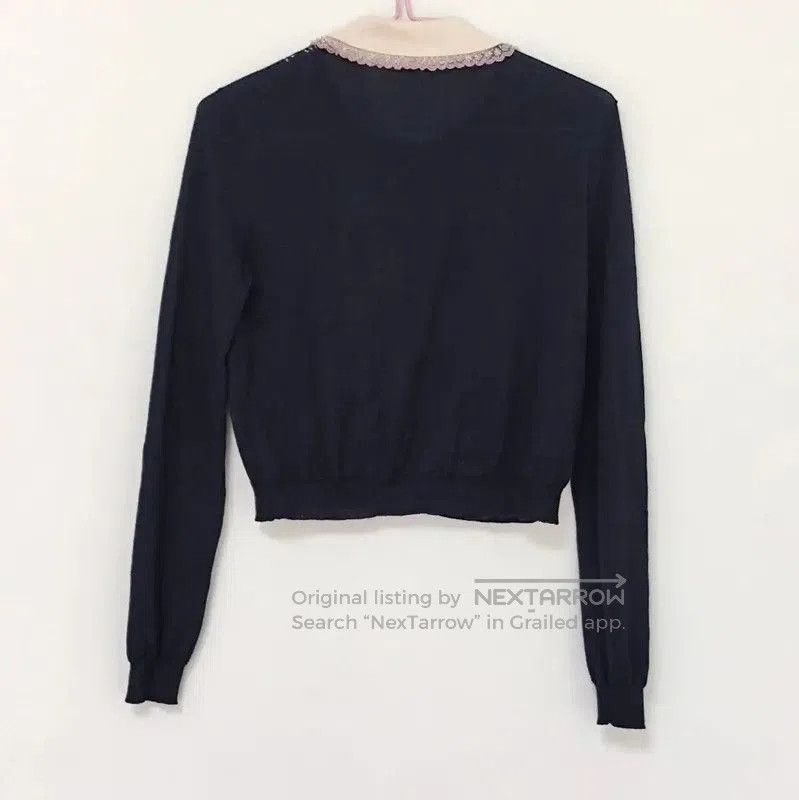 Miu Miu Miu Miu Navy Floral Cashmere Blend Cardigan . Size M / US 6-8 / IT 42-44 - 1 Thumbnail
