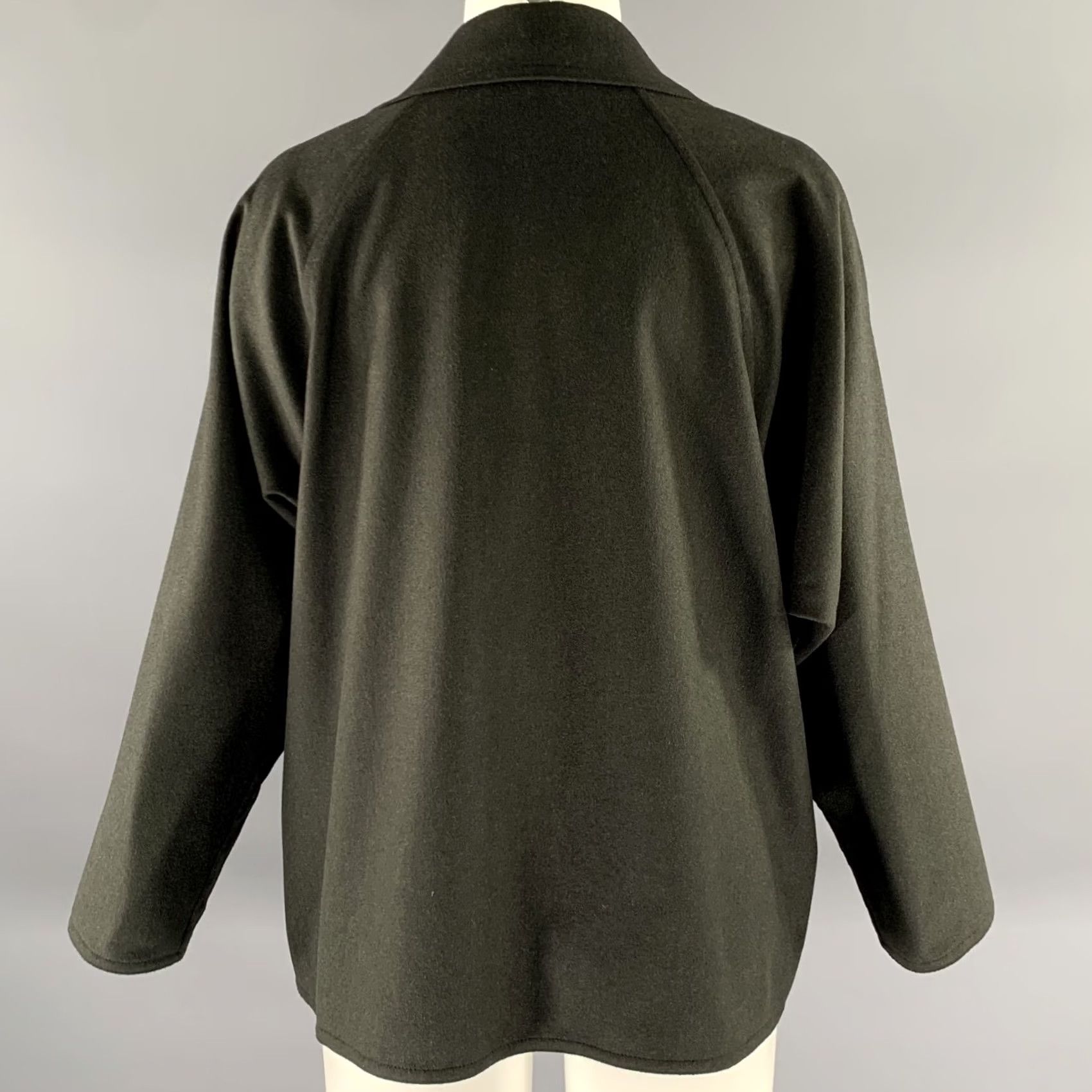 Vintage ZORAN Cardigan M Green Olive Wool Angora Wide Notch Collar Size Size M / US 6-8 / IT 42-44 - 4 Thumbnail