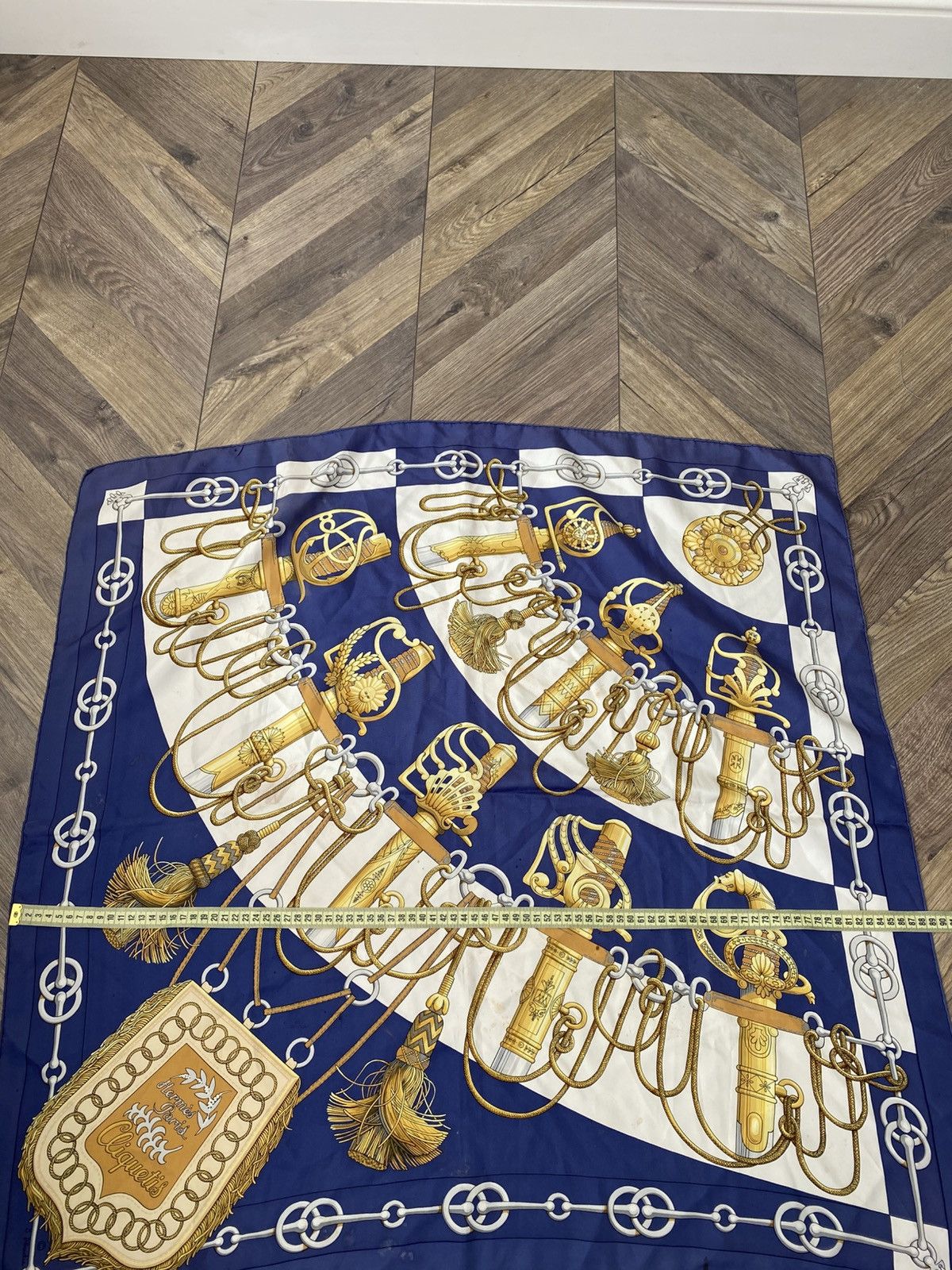 Hermes Vintage HERMES Carre 90 Cliquetis Scarf Blue Size ONE SIZE - 19 Thumbnail