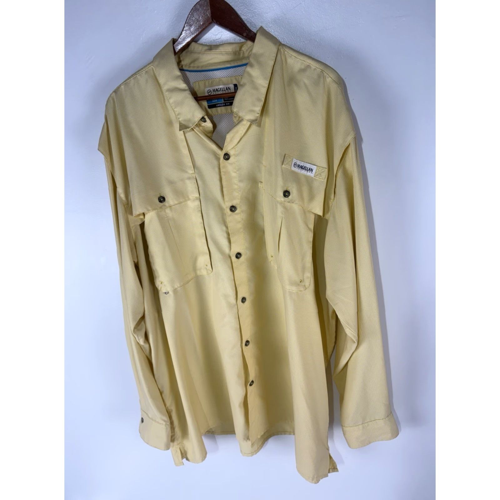 Vintage Magellan Outdoors Angler Fit Fish Gear Button Up Shirt Men’s 2XL Yellow/White Check Size US XXL / EU 58 / 5 - 2 Thumbnail
