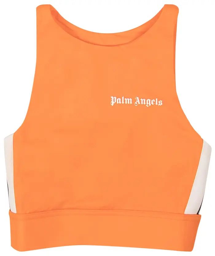 Palm Angels o1y1225 Logo Crop Top in Orange/White Size XXS / US 00 / IT 34 - 1 Thumbnail