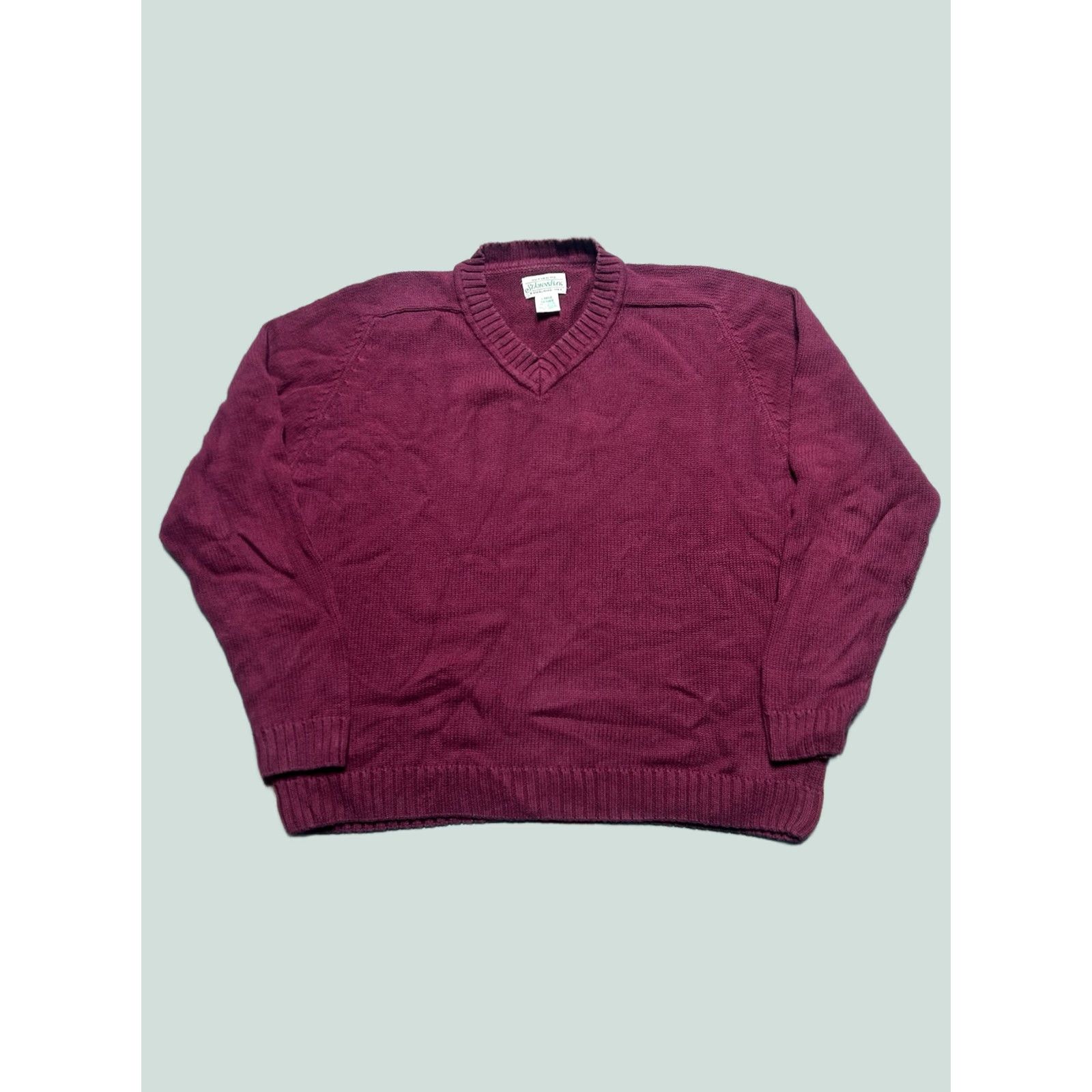 Vintage VINTAGE St John’s Bay V-Neck Sweater Cotton Knit Heavy Red Women’s Large Size L / US 10 / IT 46 - 1 Thumbnail