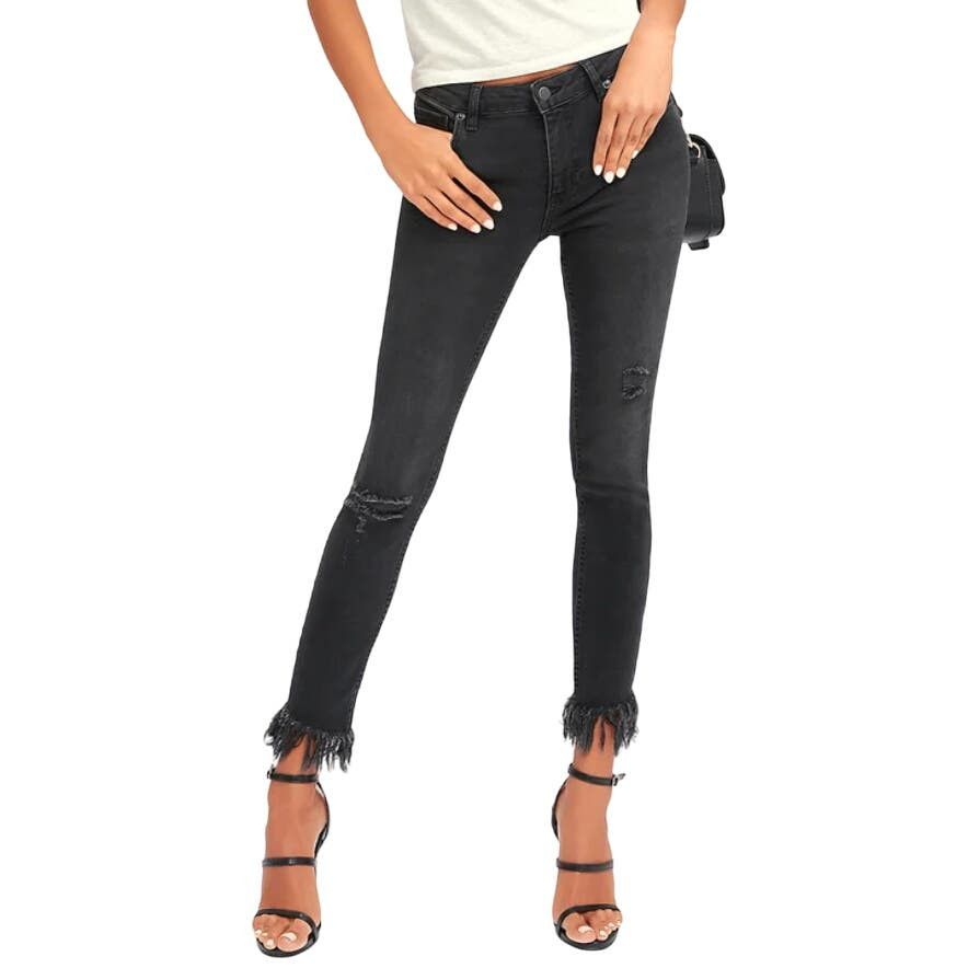 Free People Great Heights Frayed Skinny Jeans Size 30