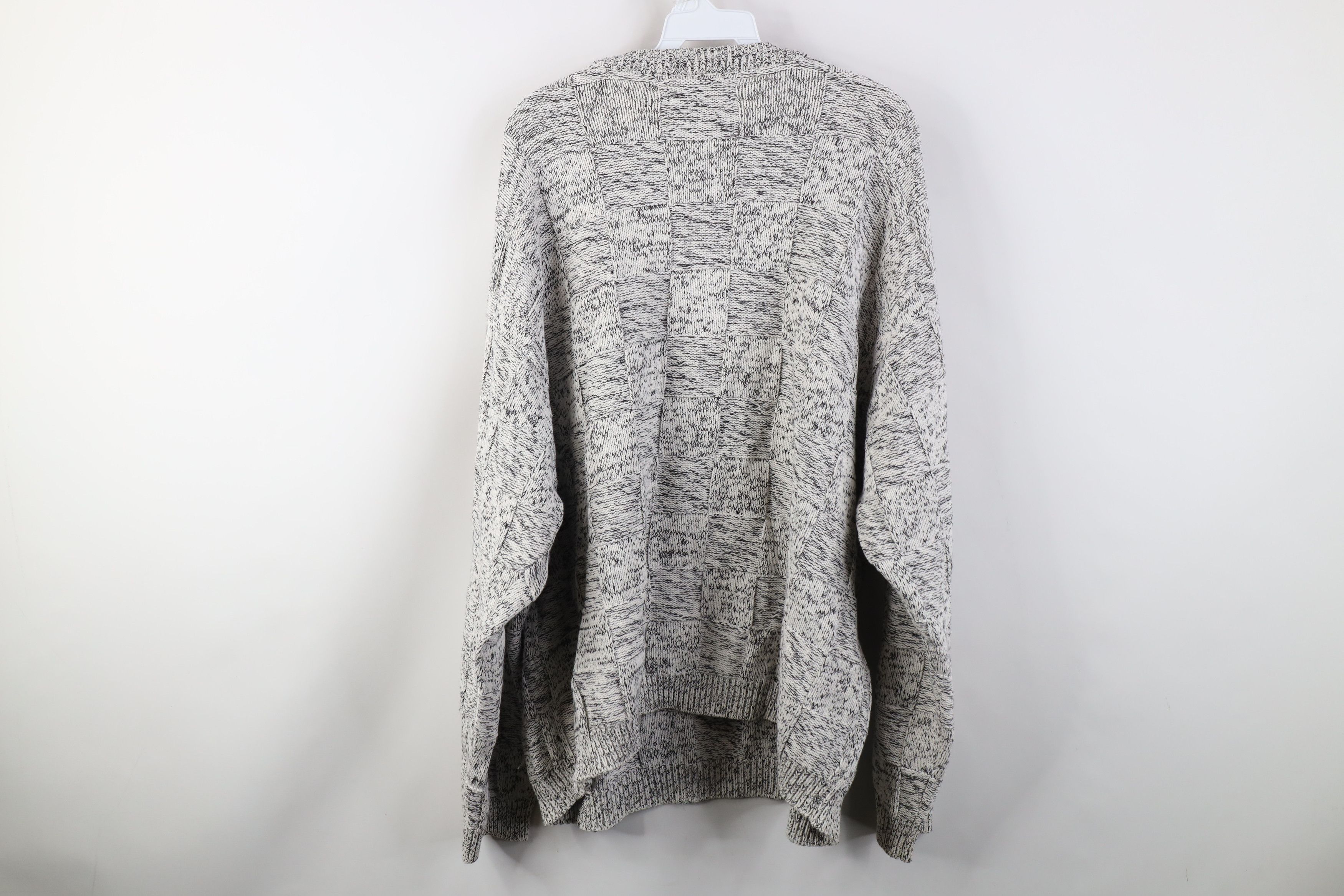 Vintage Vintage 90s Streetwear Heavy Checkered Knit Crewneck Sweater Size US XXL / EU 58 / 5 - 8 Thumbnail
