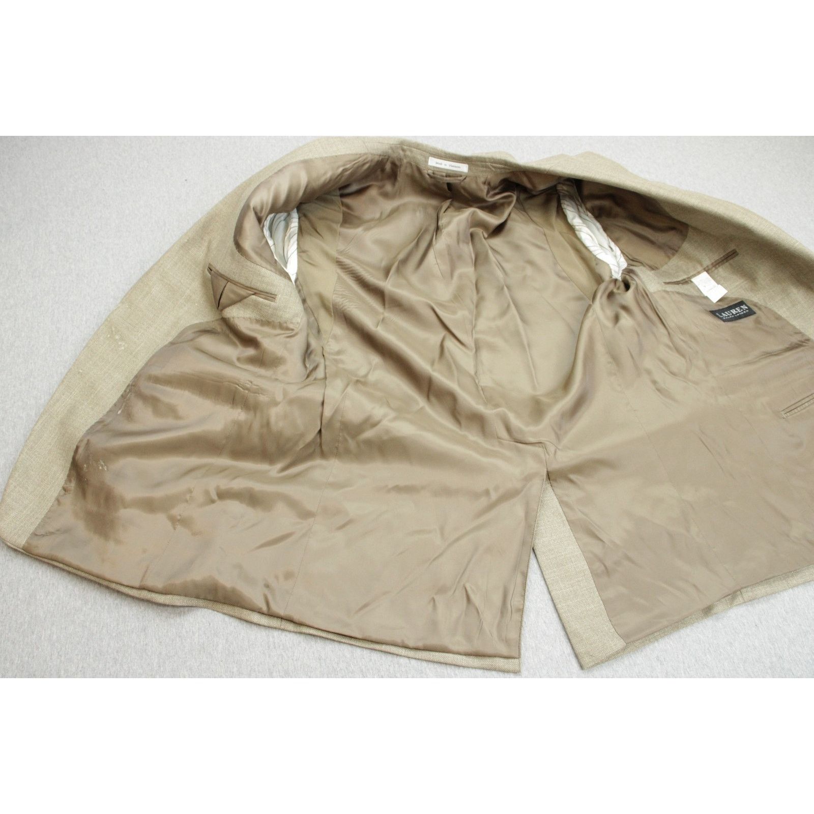 Lauren Ralph Lauren Lauren Ralph Lauren Blazer Mens 42R Beige Hopsack Size 42R - 5 Thumbnail