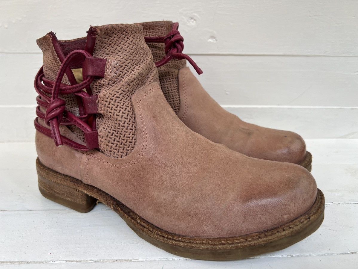A.S.98 Airstep AS98 Beige Leather Boho Biker Ankle Boots Size US 8 / IT 38 - 3 Thumbnail