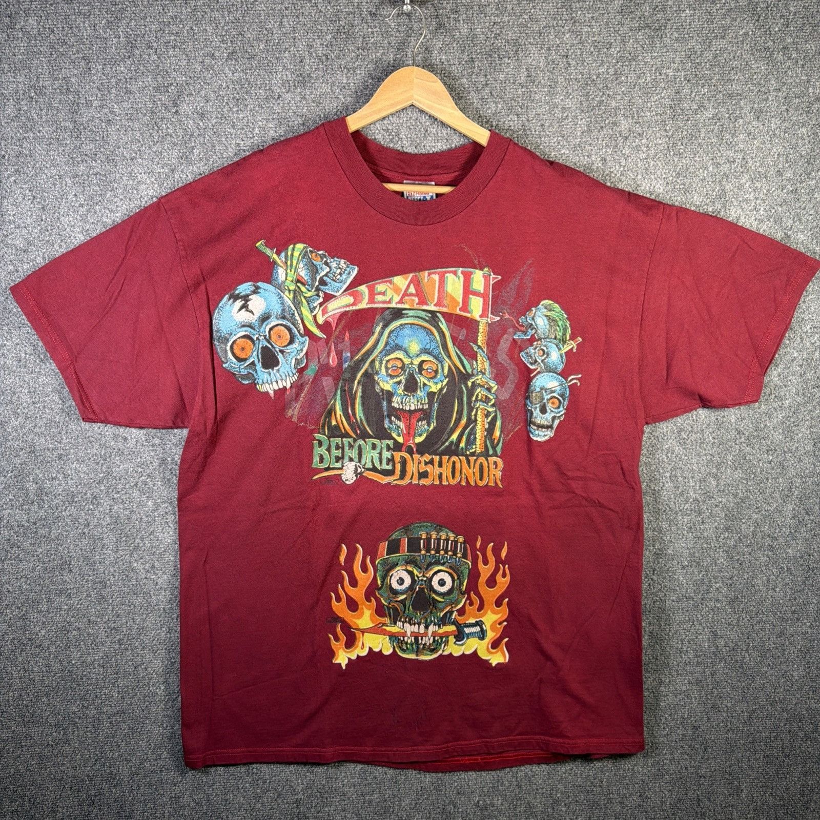 Flip Skateboards Vintage Skate Shirt Mens 2XL Red 90s Flames Skulls Death Size US XXL / EU 58 / 5 - 1 Thumbnail