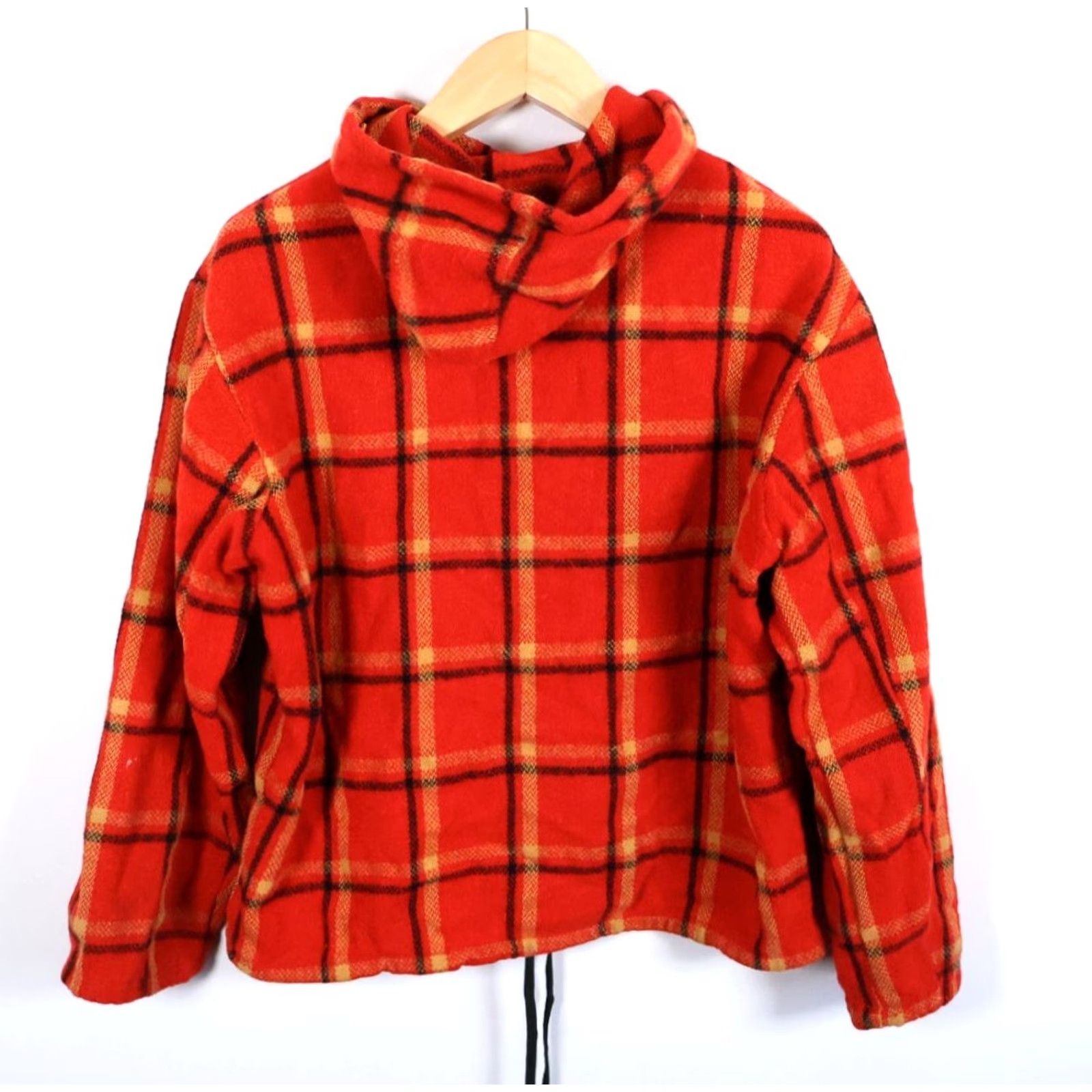 Vintage VINTAGE Wool Zip Liner Jacket M Red Yellow Plaid Hooded Clix Bomber Jacket Men Medium Size US M / EU 48-50 / 2 - 2 Thumbnail