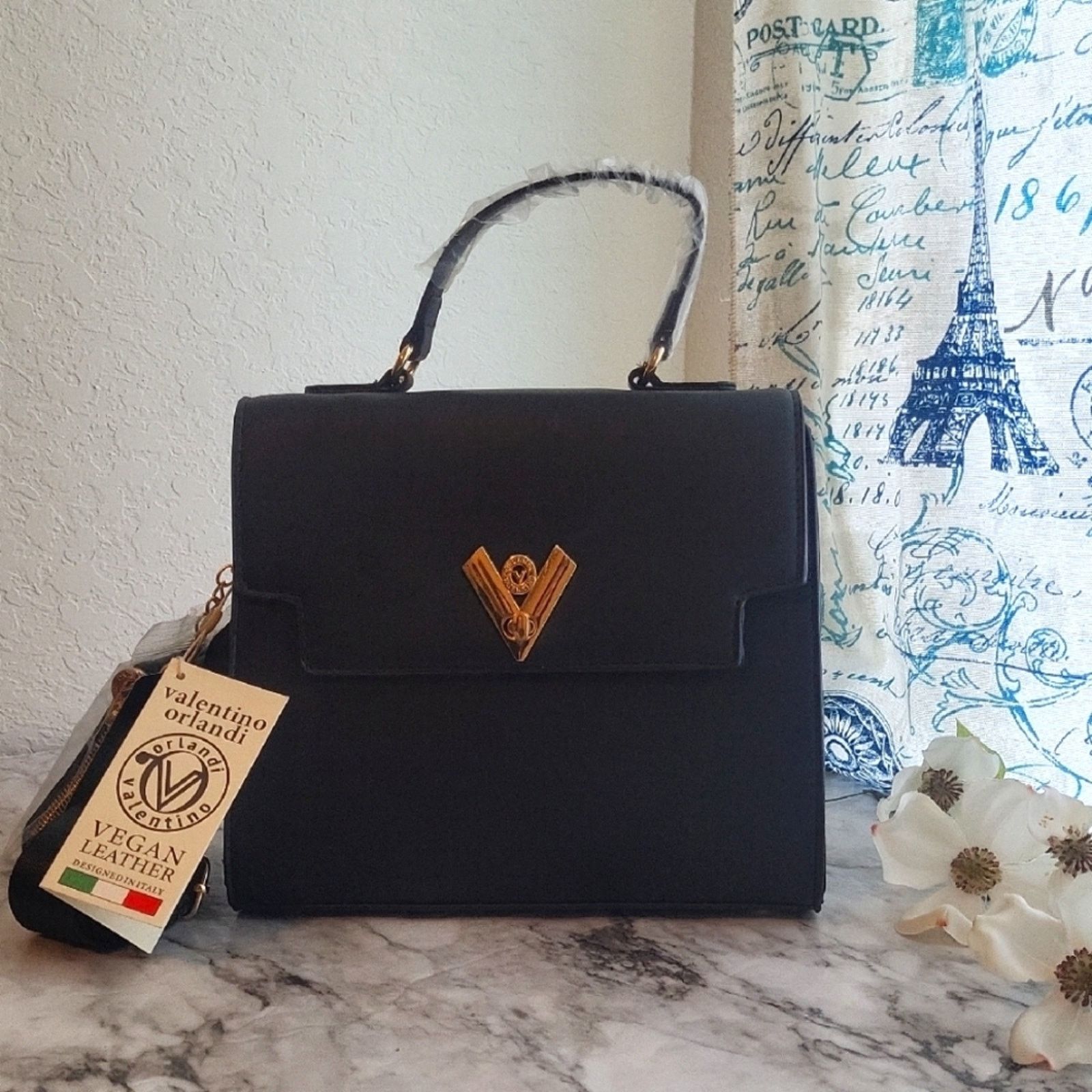 Valentino Valentino Orlandi Black Vegan Leather Handbag Size ONE SIZE - 12 Thumbnail
