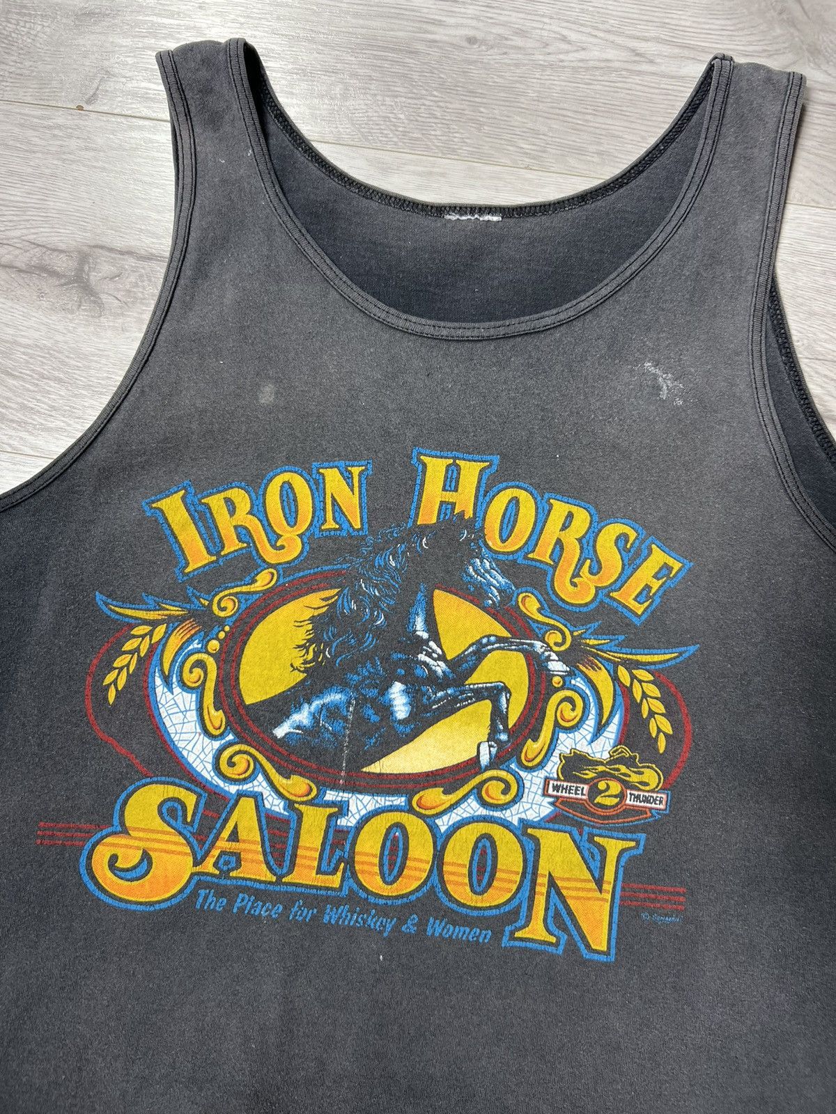 Harley Davidson Vintage Iron Horse Saloon Single Stitch Sleeveless Big Logo Size US XL / EU 56 / 4 - 3 Thumbnail