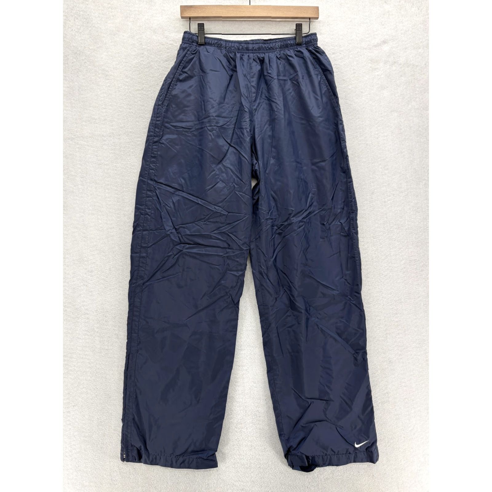 Nike VINTAGE Nike Woven Track Pants Mens M Blue Lined Elastic Zip Hem Gym 90s Size US 31 - 2 Thumbnail