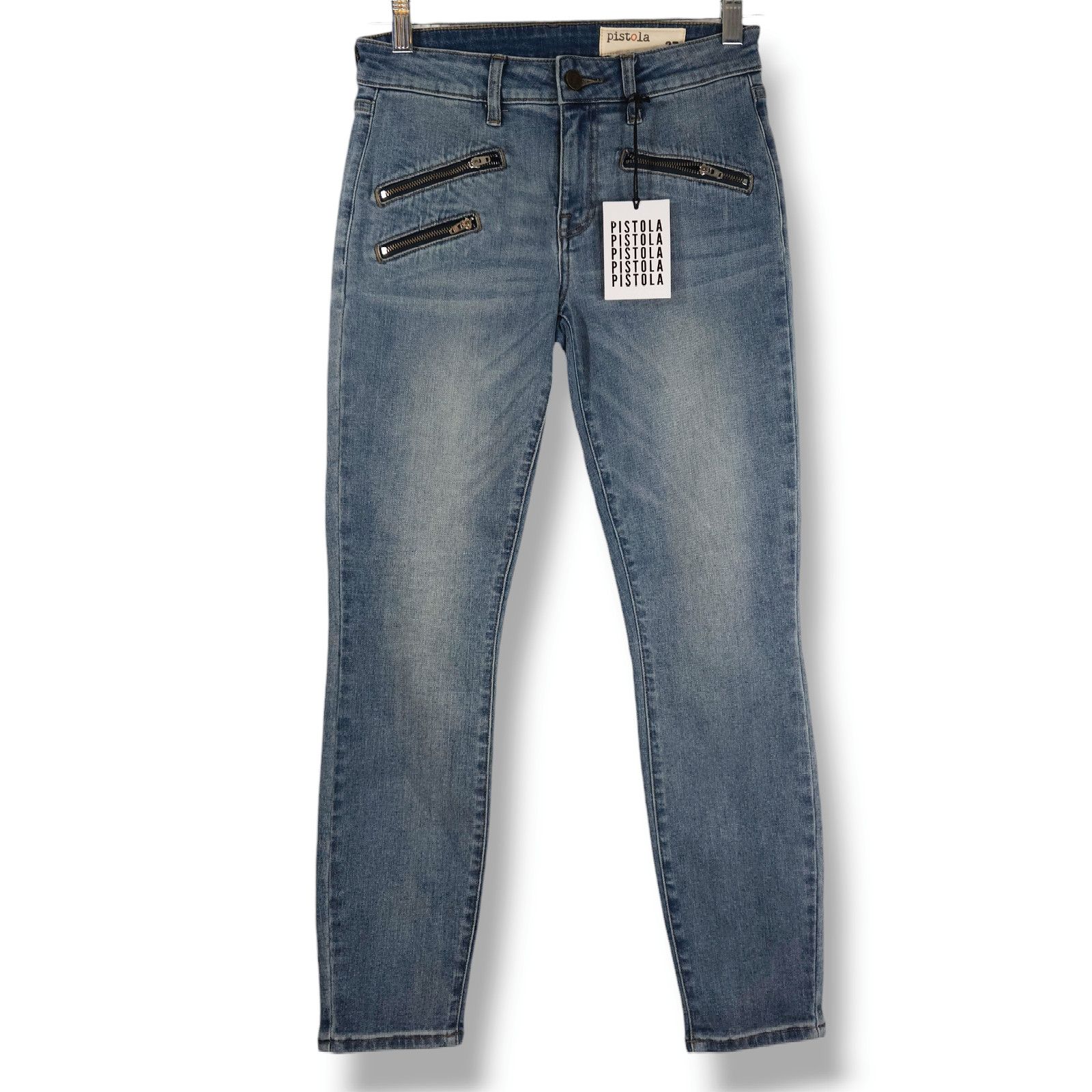 Pistola NWT Pistola Moto Zip Pocket Skinny Ankle Jeans Sz. 27x27 Size 27" / US 4 / IT 40 - 3 Thumbnail