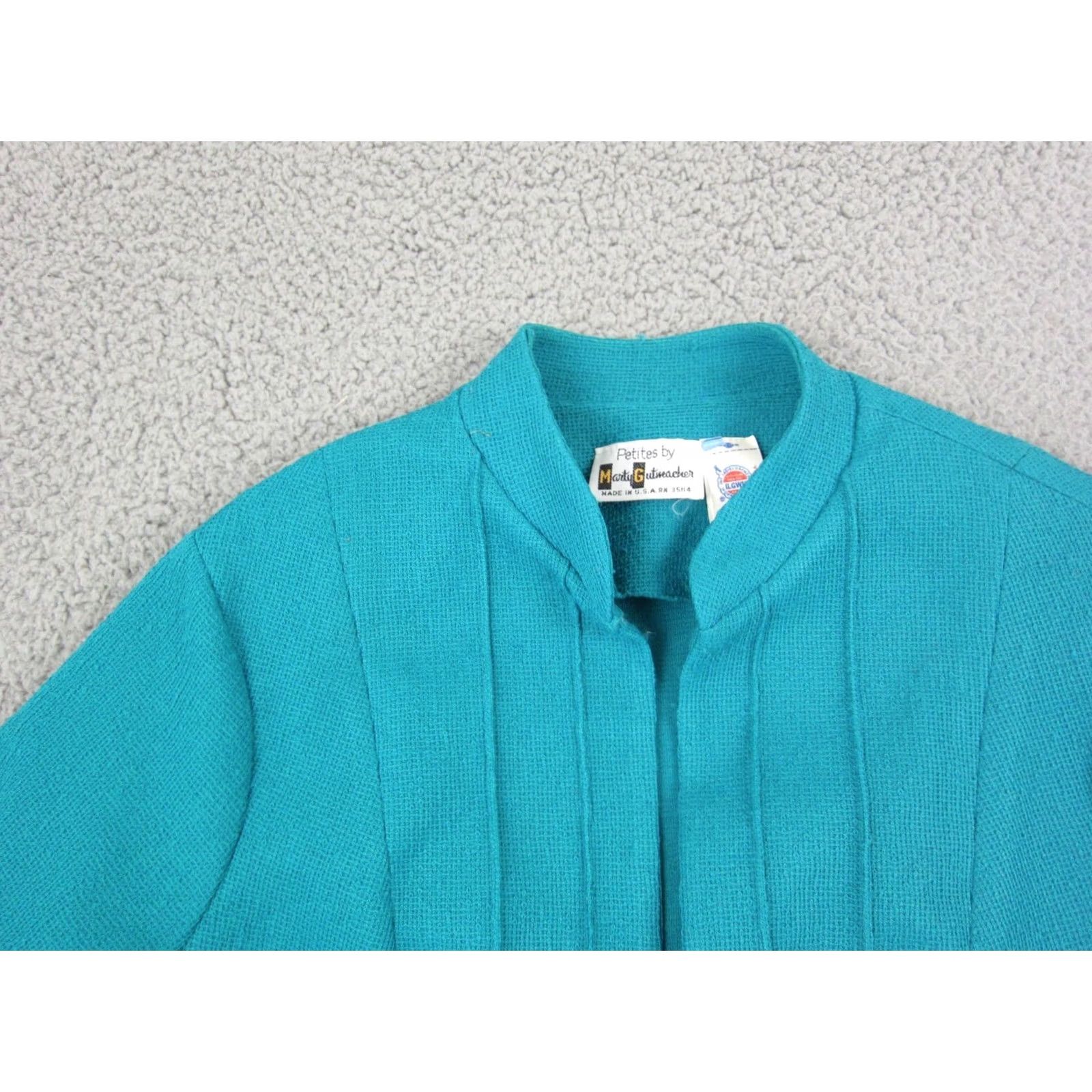 Vintage VINTAGE Marty Gutmacher Blazer Womens Petite Blue Open Cardigan Sweater 36 80s 90s Size XS / US 0-2 / IT 36-38 - 2 Thumbnail
