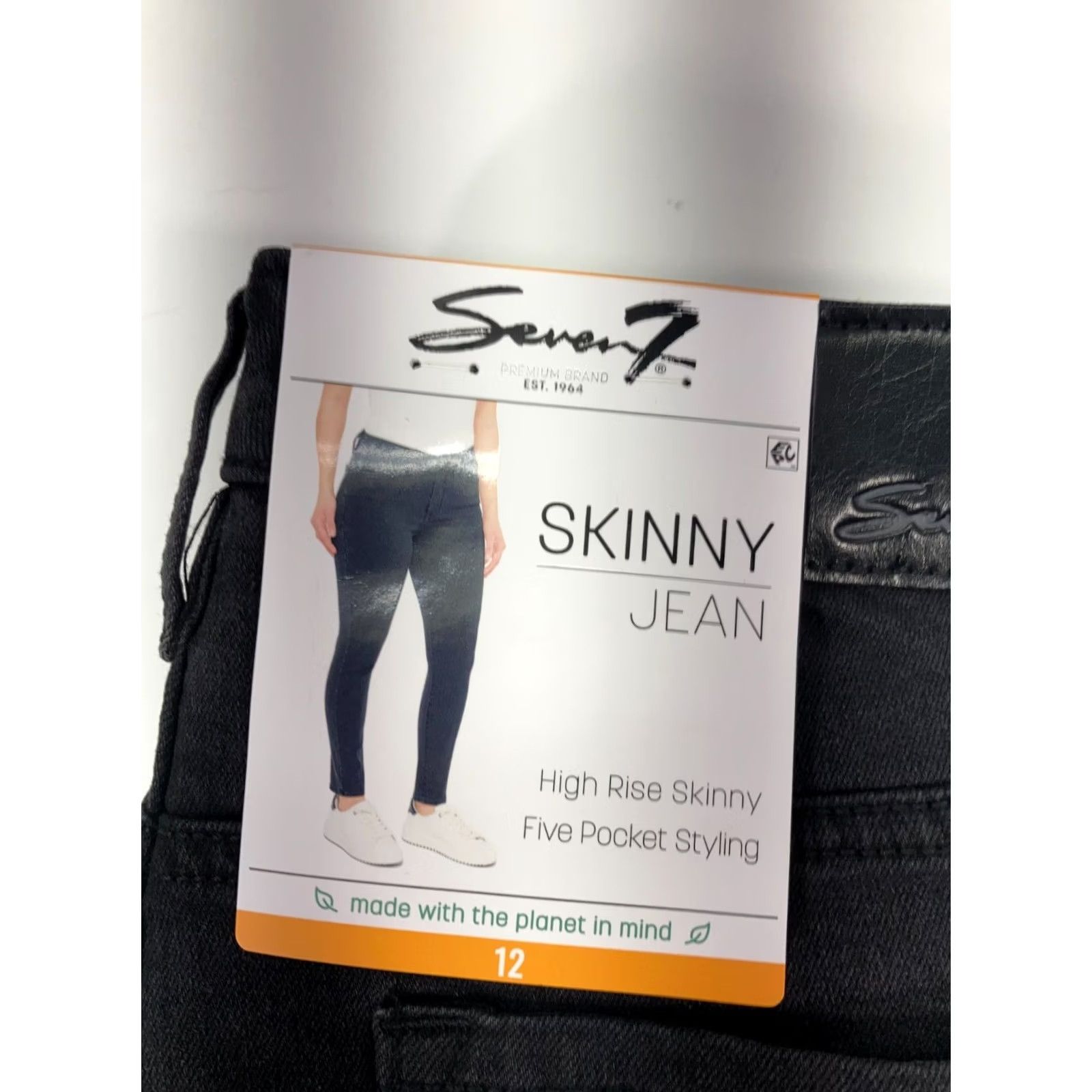 Vintage Seven7 High Rise Skinny Jeans Women Size 12 32X30 Black Denim Five Pocket Design Size 34" / US 12 / IT 48 - 7 Thumbnail