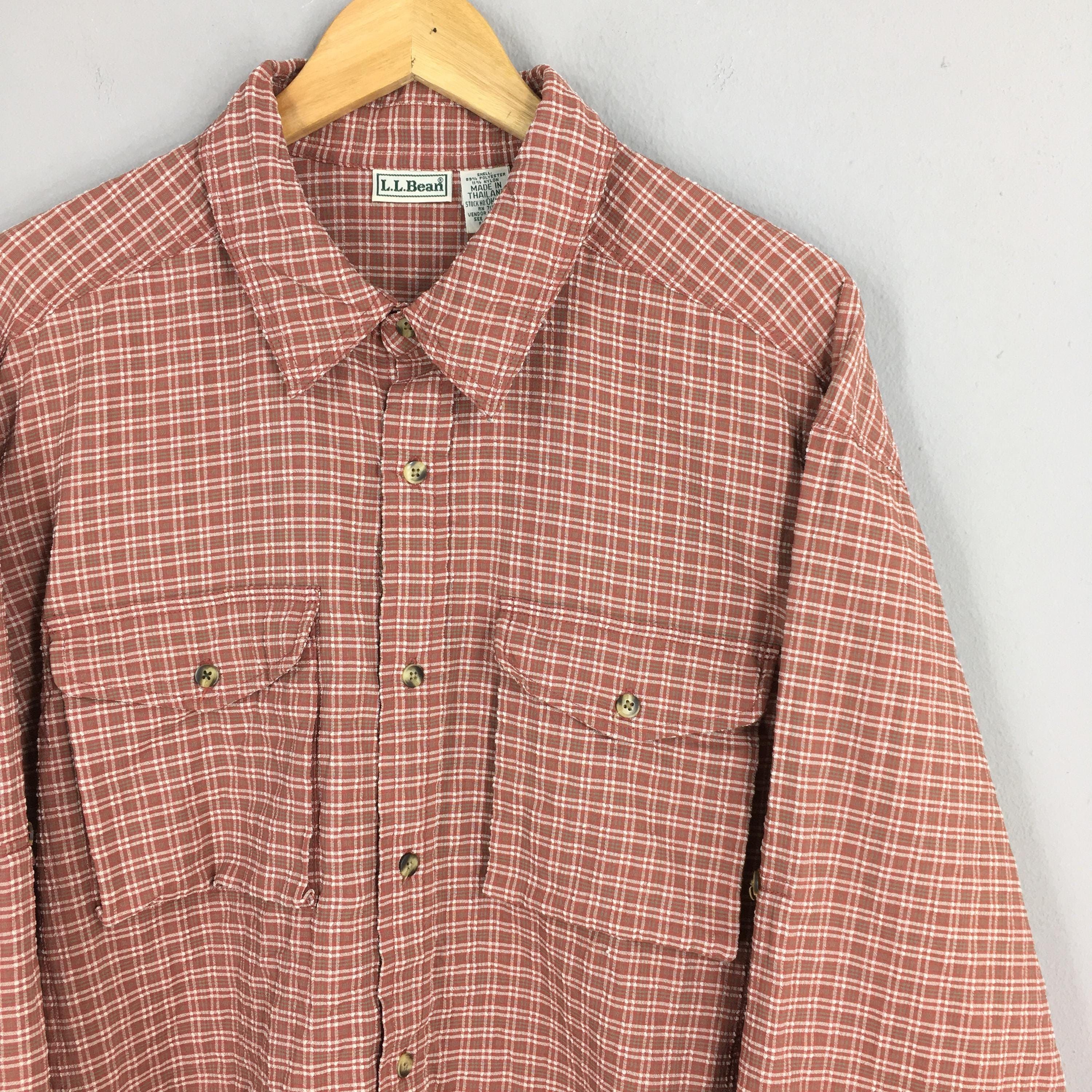 Flannel × L.L. Bean × Vintage Vintage 80s LL Bean Flannel Checkered Shirt Mens Large Size US L / EU 52-54 / 3 - 2 Thumbnail