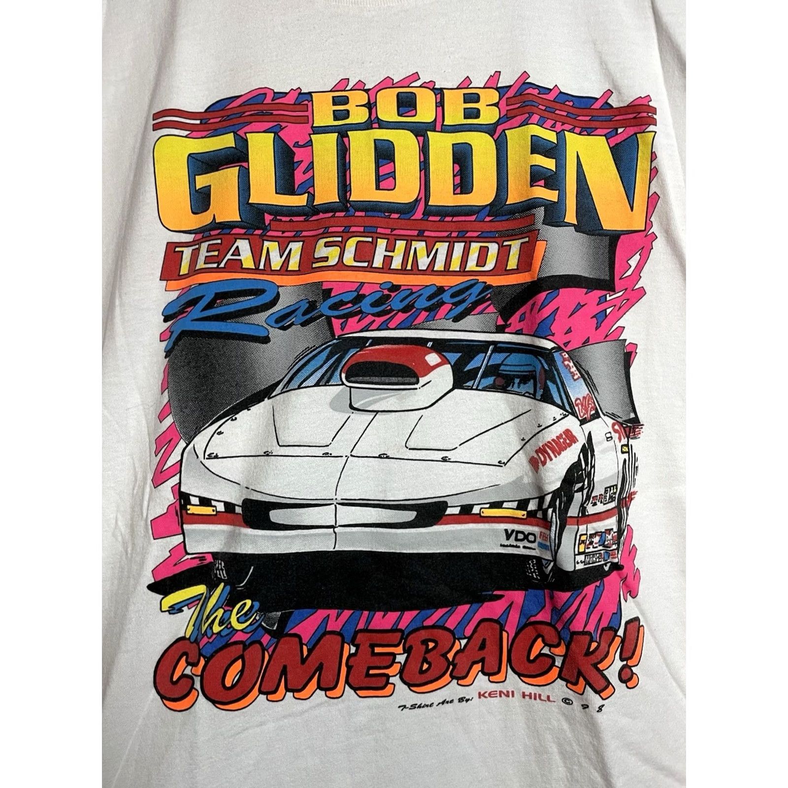 Fruit Of The Loom VINTAGE Drag Racing Ford Bob Glidden Graphic T-Shirt Size 2XL Short Sleeve Crew Neck 100% Cotton White Men USA Signed Fruit of the Loom Shirt Size US XXL / EU 58 / 5 - 2 Thumbnail