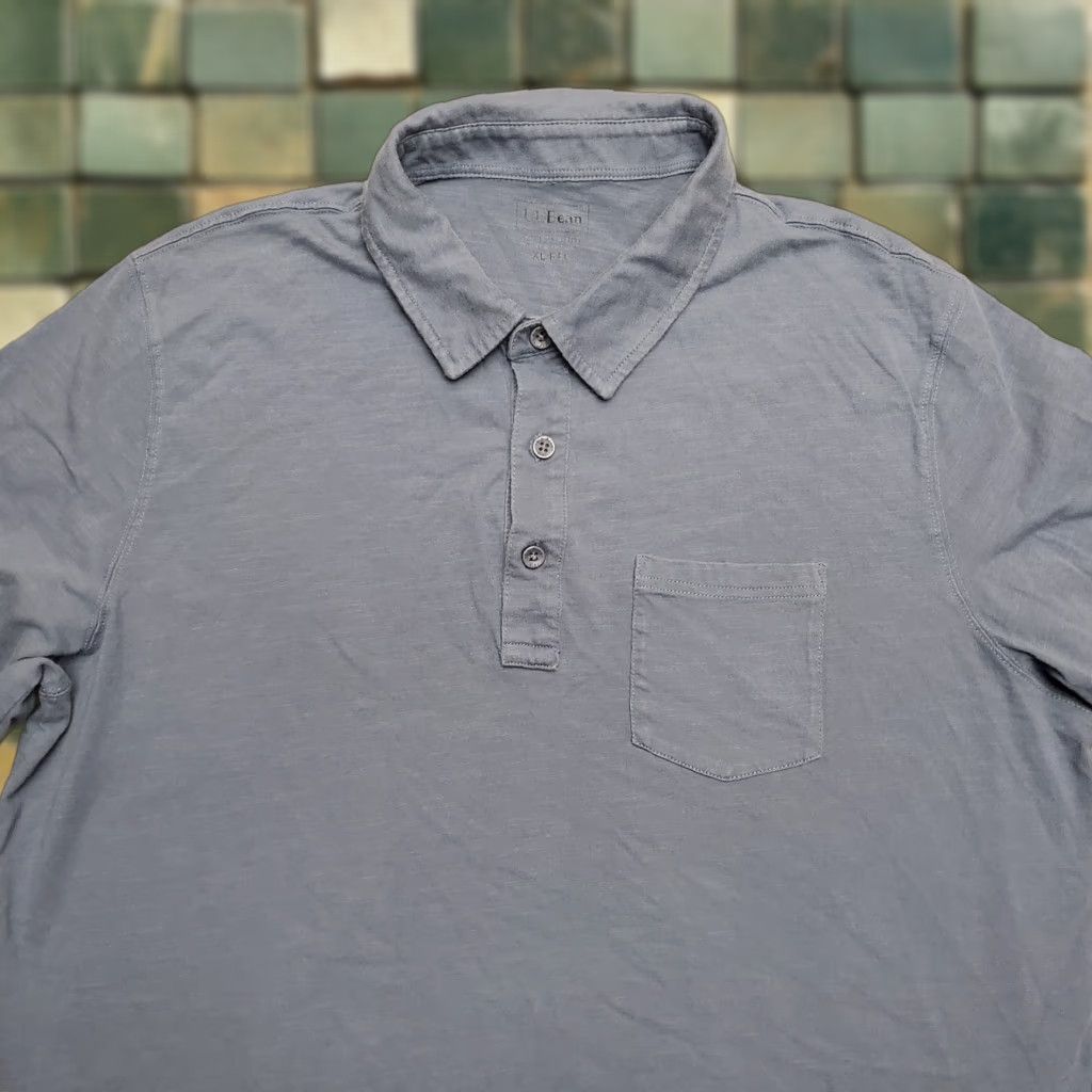 Vintage VINTAGE LL Bean Polo Shirt Mens XL Blue 100% Organic Cotton Long Sleeve Golf Casual Size US XL / EU 56 / 4 - 1 Thumbnail