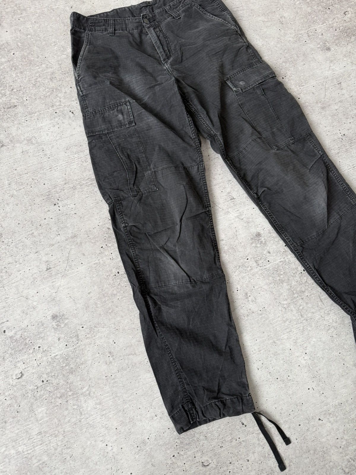 Carhartt Carhartt WIP Regular Cargo Pants Black Ripstop Faded Vintage Size US 30 / EU 46 - 6 Thumbnail