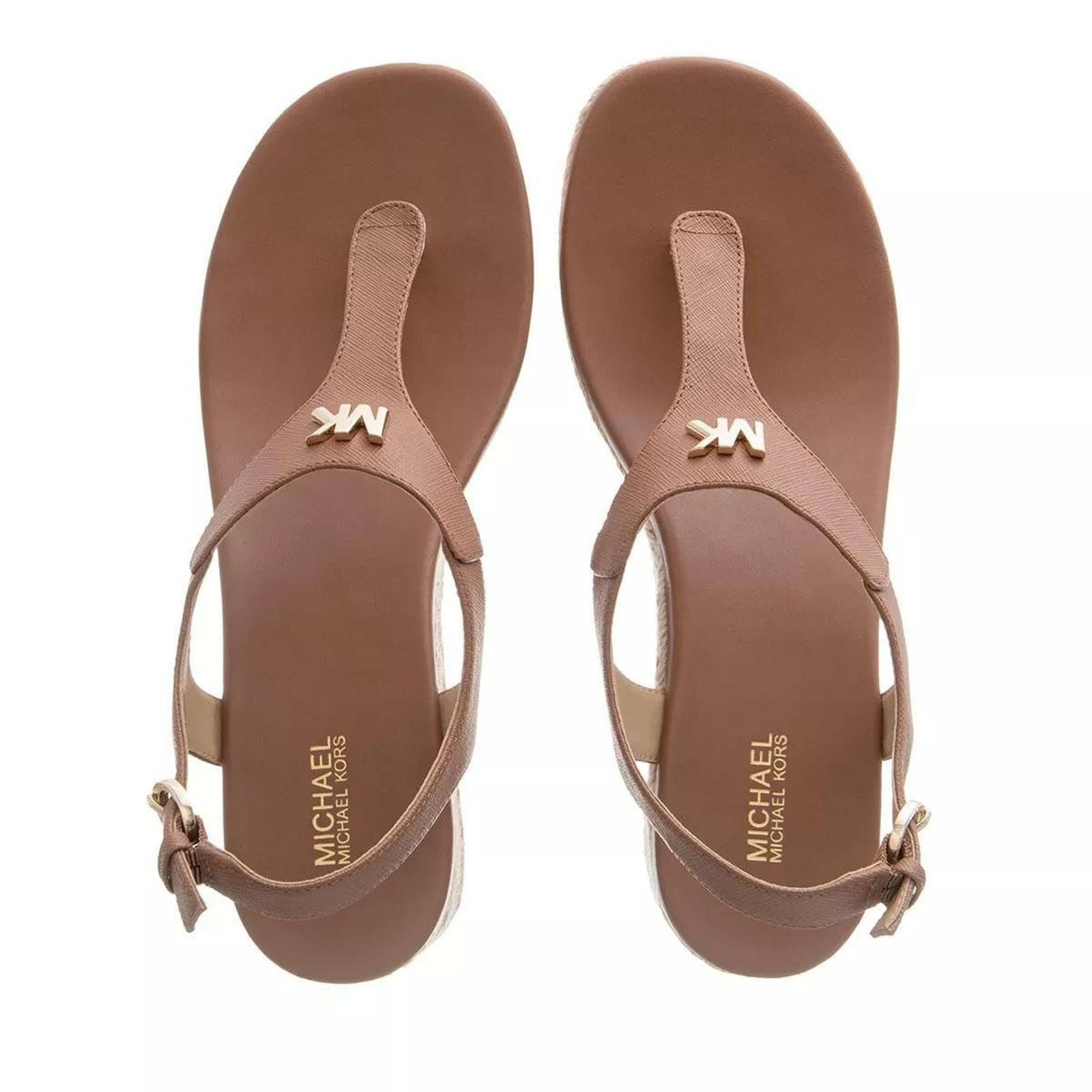 Michael Kors Michael Kors Laney Thong Luggage Leather T-Strap Espadrille Size US 7 / IT 37 - 2 Thumbnail