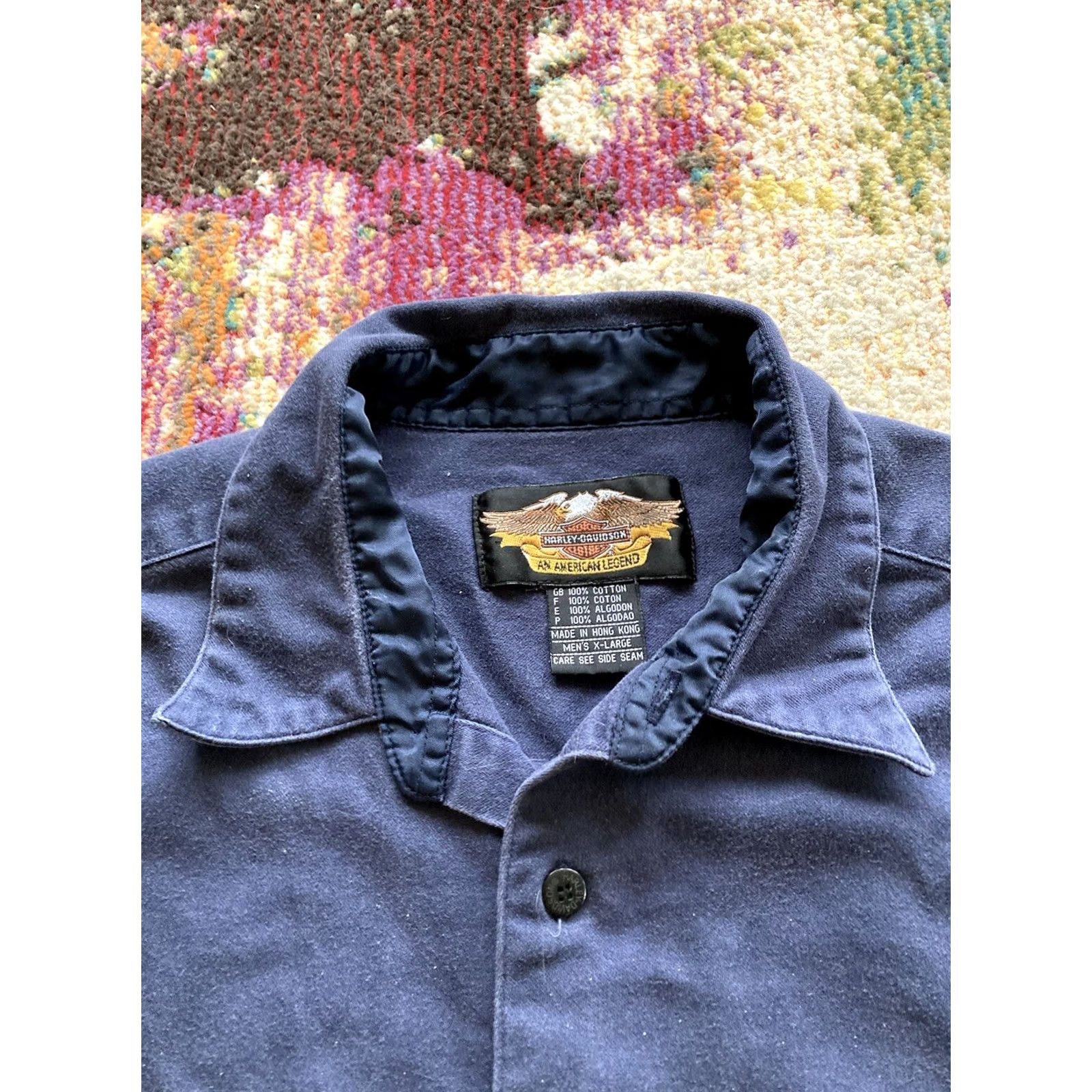 Harley Davidson VINTAGE Harley-Davidson Shirt Mens XL Long Sleeve Button Up Blue Size US XL / EU 56 / 4 - 5 Thumbnail