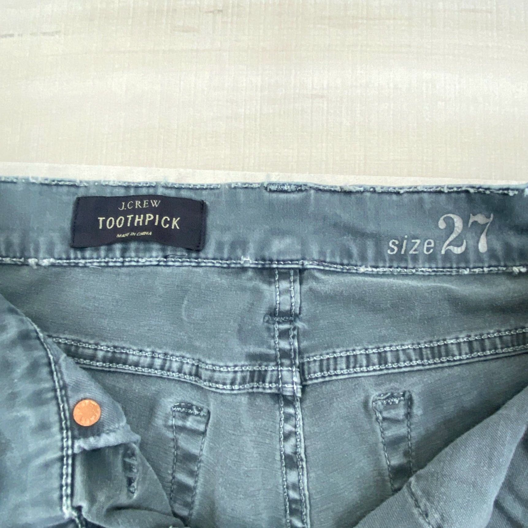 J.Crew J Crew Womens Skinny Jeans Green Toothpick Low Rise Stretch 27 Size 27" / US 4 / IT 40 - 4 Thumbnail