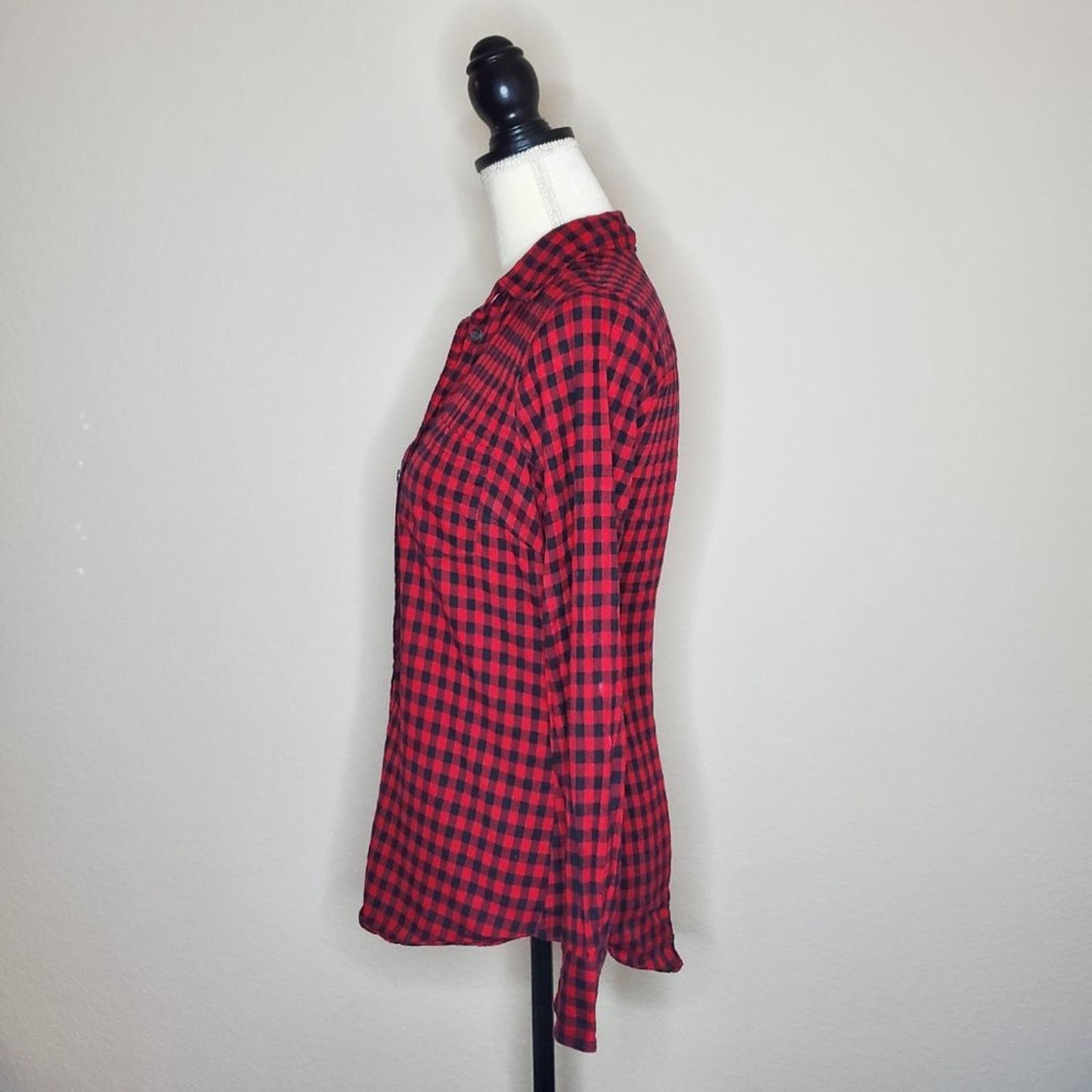 J.Crew J. Crew Red Buffalo Check Blouse XS Size XS / US 0-2 / IT 36-38 - 4 Thumbnail